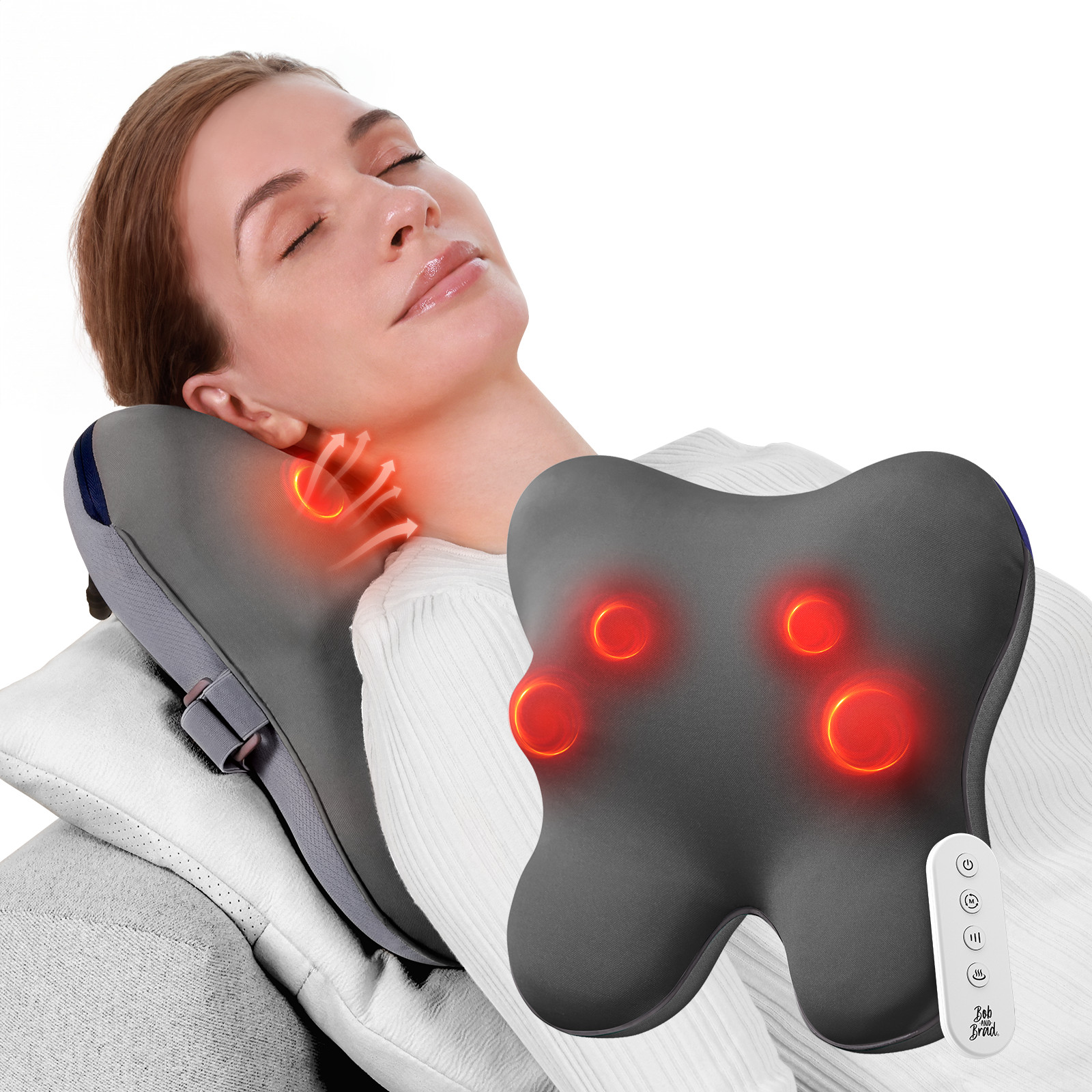 BOB AND BRAD Back Massager Shiatsu Neck for Pain Relief Deep Tissue with Remote