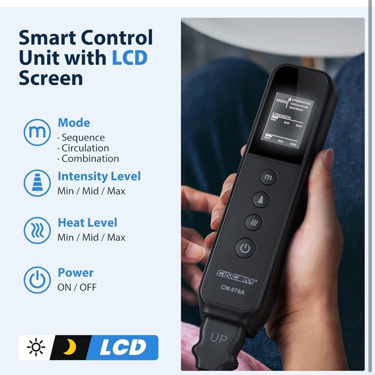 Cincom CM-078A Black Corded Electric Air Compression Leg Massager With Heat