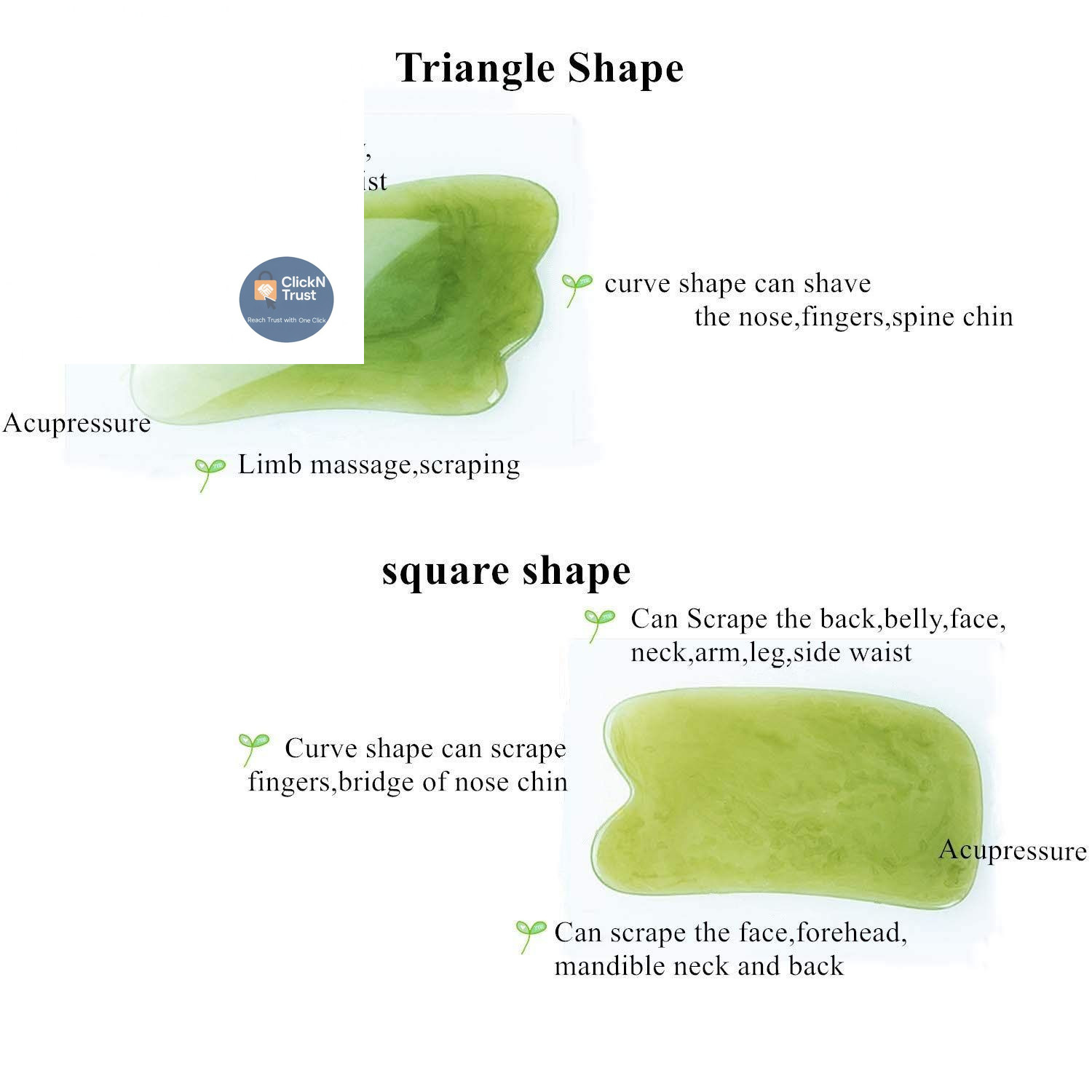 YUYONGTANG 7 Pieces Gua Sha Scraping Massage Tool,Natural 7 Piece Set, Green