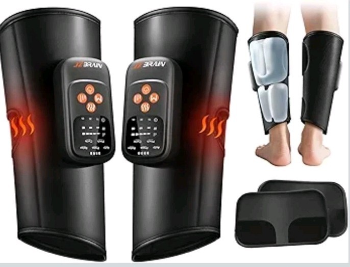 Air Compression Leg Massager with Heat : Sequential Calf Massager with 5 Modes