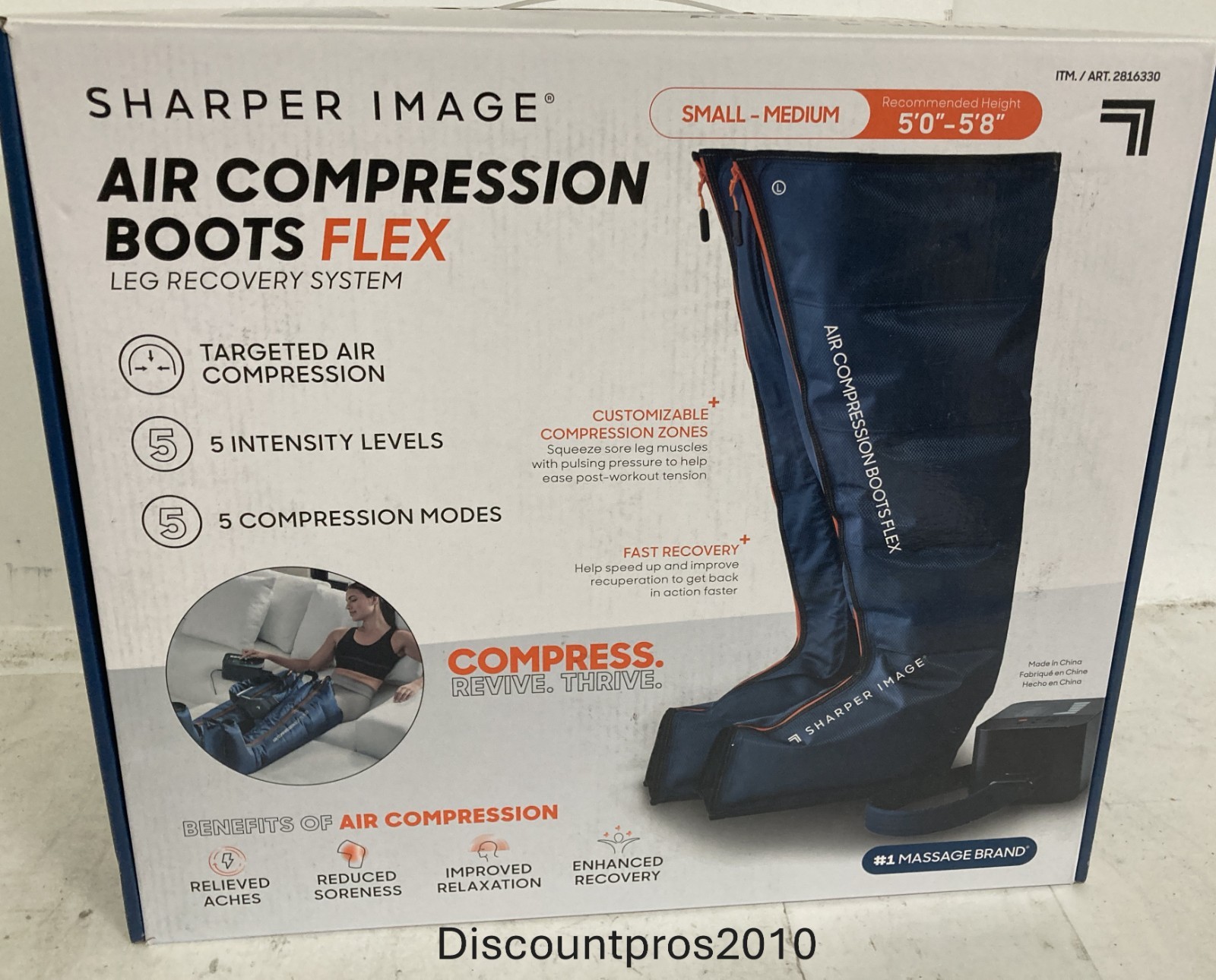 Sharper Image Air Compression Boots Flex Leg Recovery System Small/Medium