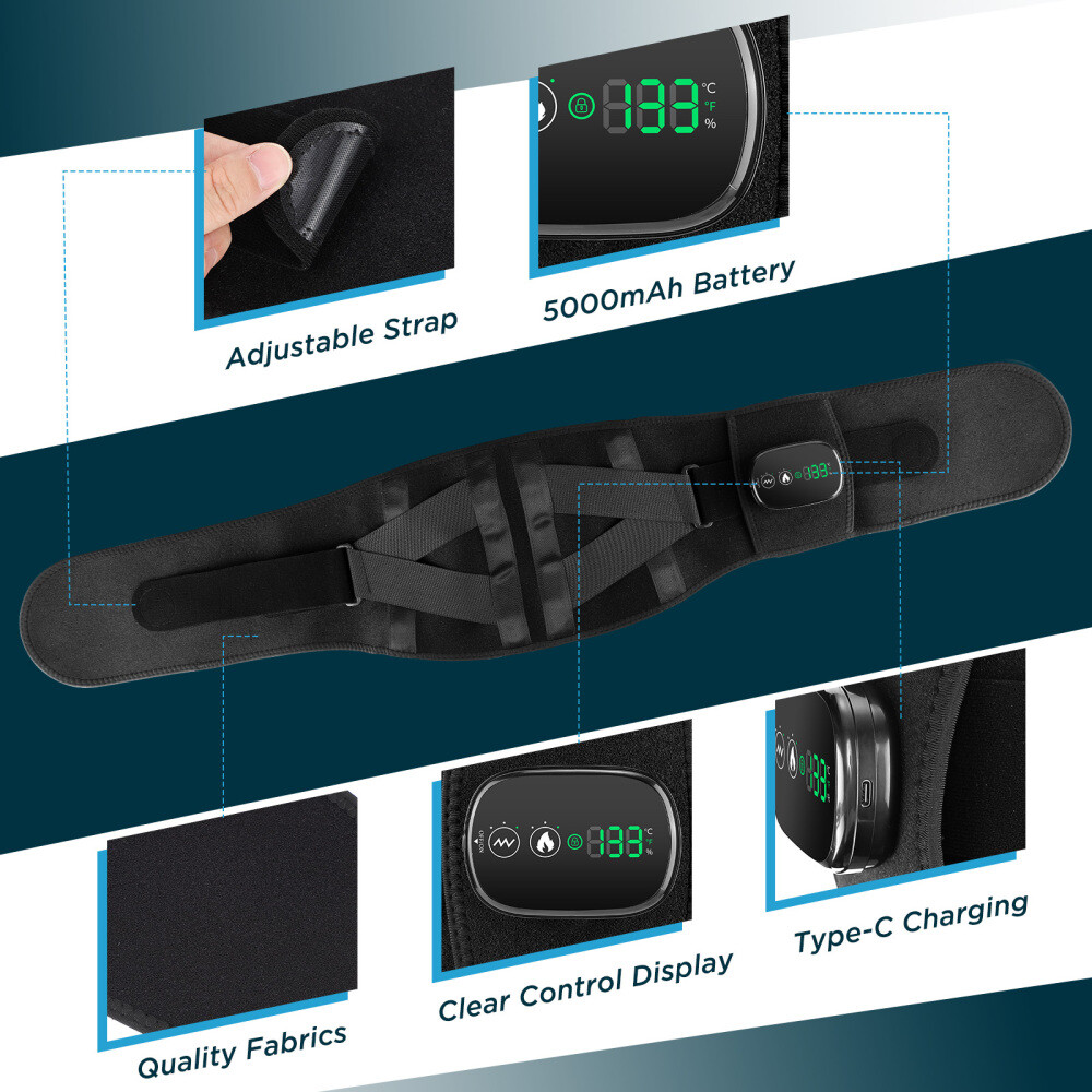 Infrared Heated Vibration Massage for Lower Back Pain Relief Lumbar Support Belt