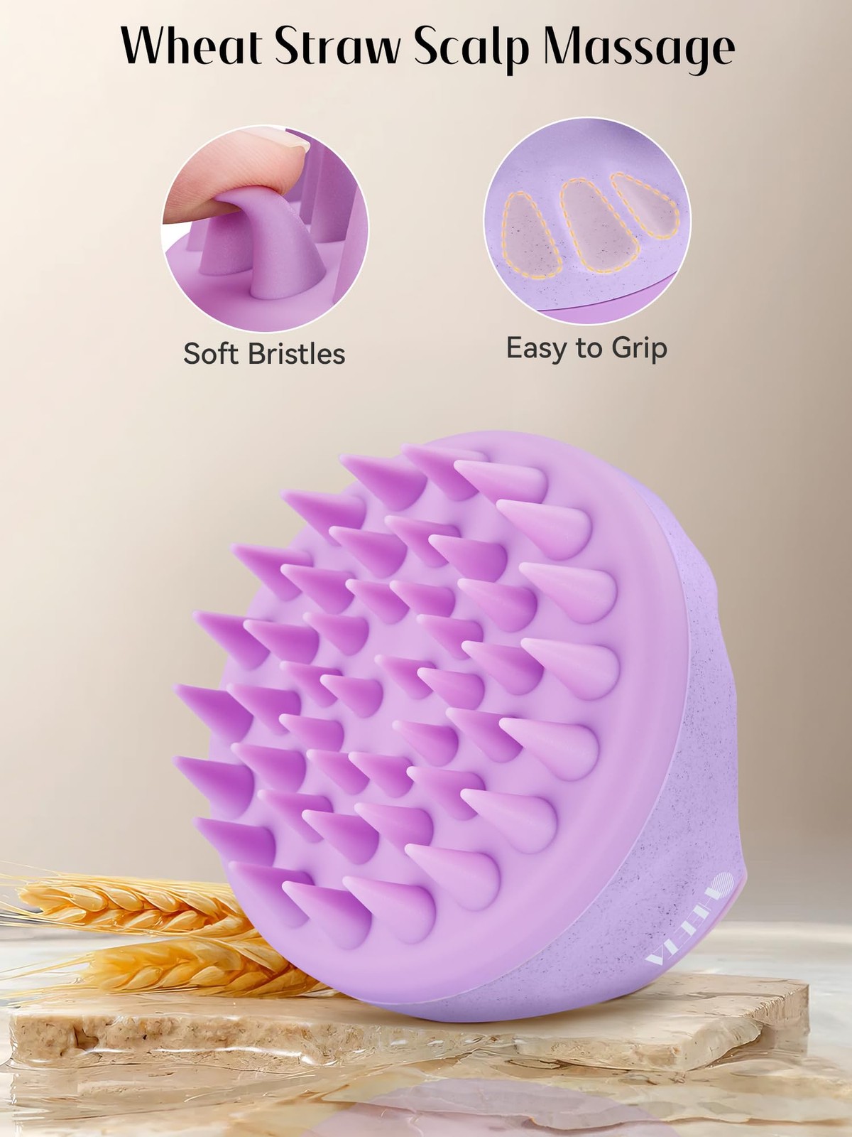 HEETA Scalp Massager with Soft Silicone 2 Count (Pack of 1), Green & Purple