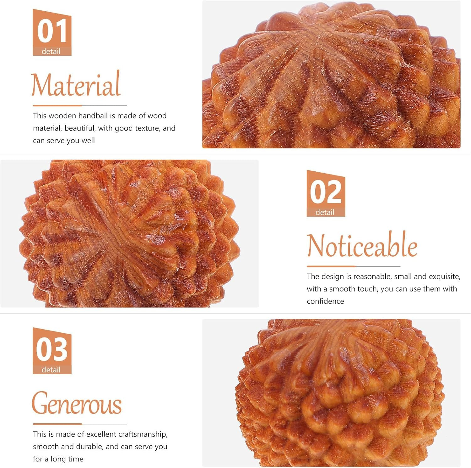 Wood Hand Exercise Ball Massage Ball Chinese Exercise Baoding Wood Massage Tools
