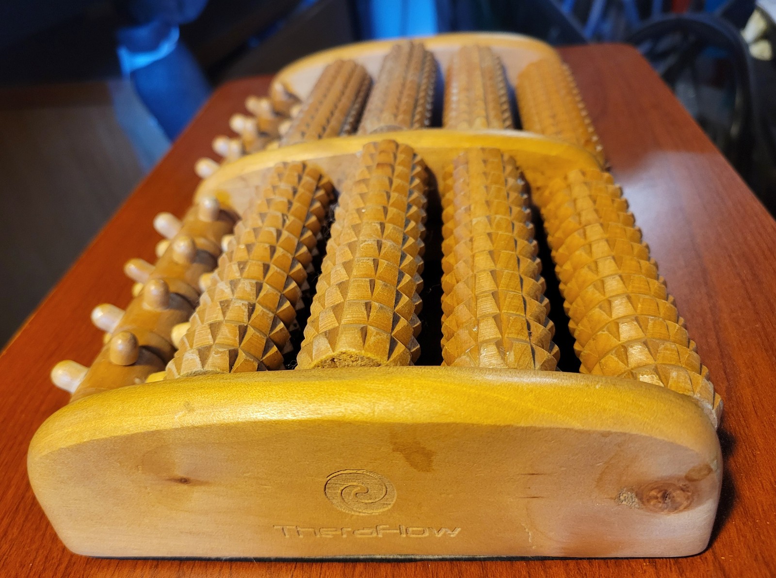 Theraflow Wood Wooden Foot 10 Roller Massager Massage Dual Roller Reflexology