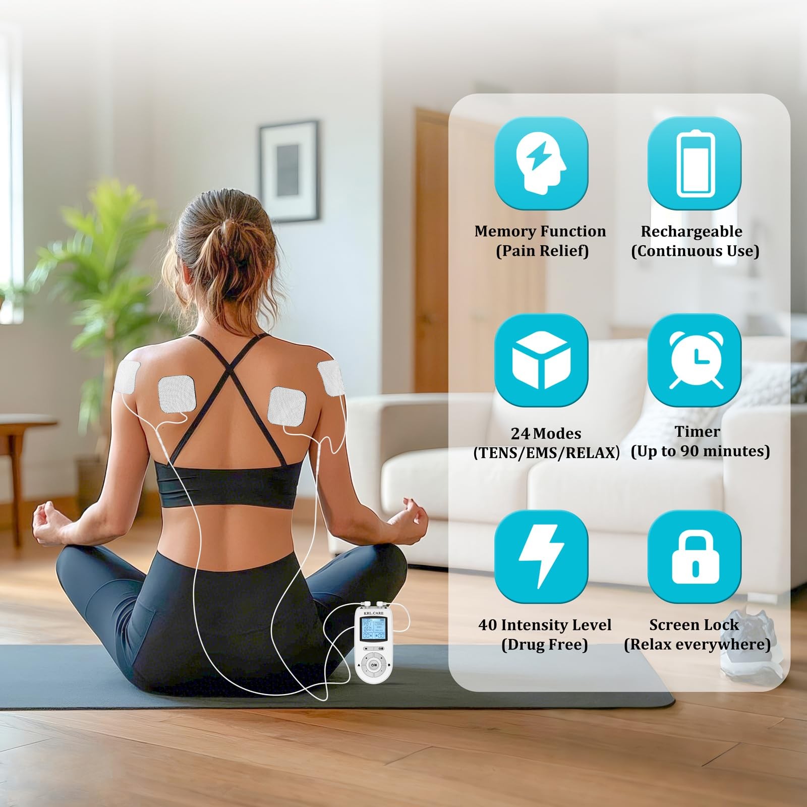 Dual Channel TENS EMS Unit 40 Intensities for Gradual Pain Relief Therapy, 24…