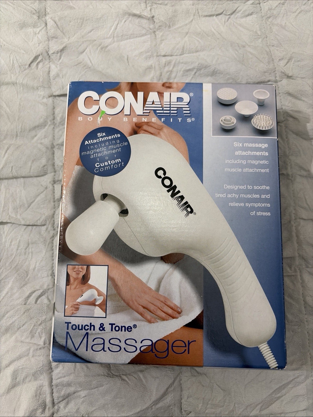 Conair Touch & Tone Massager Model HM11M 2 Speeds 6 Attachments in Box TESTED