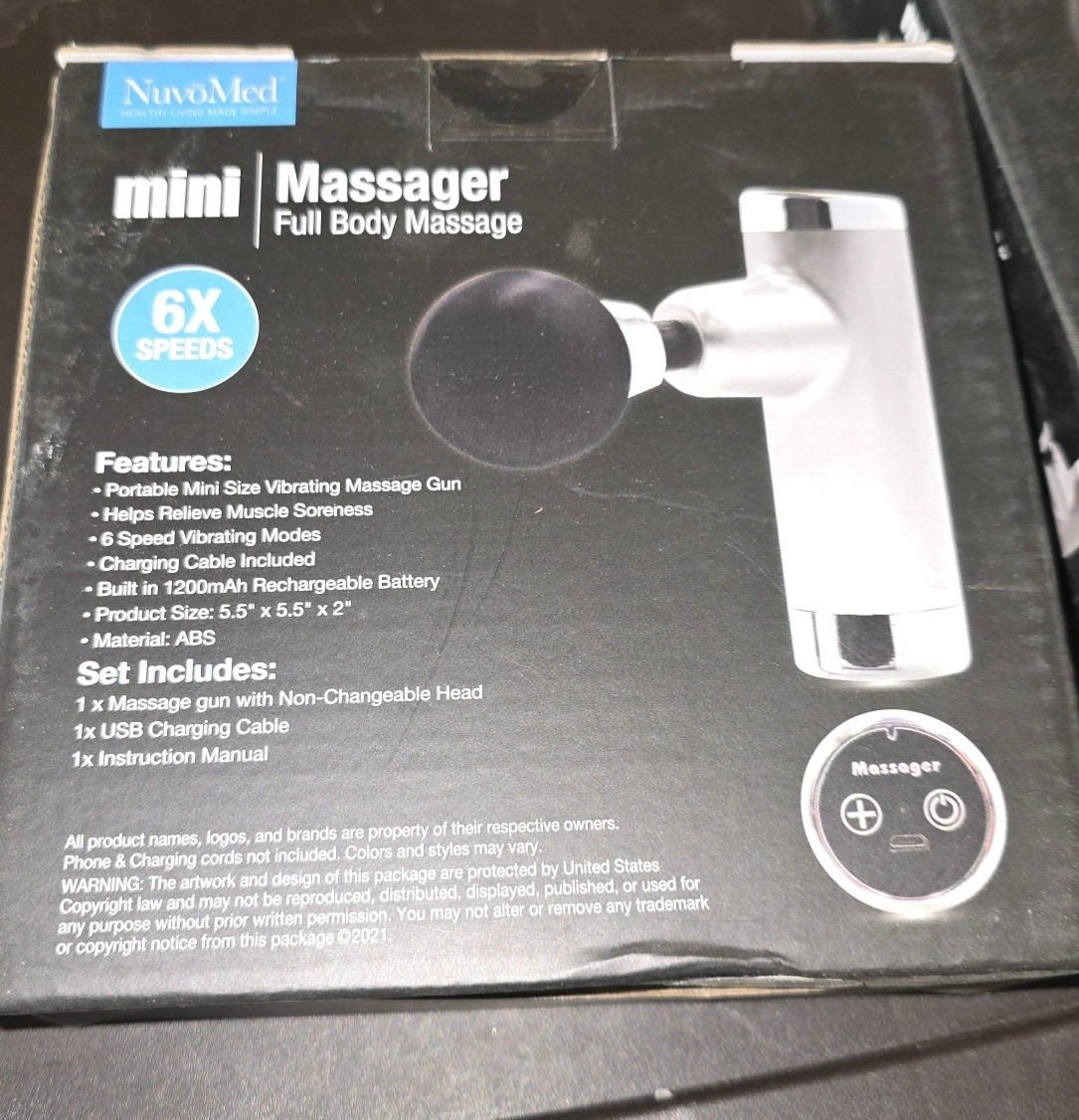2 Pack NuvoMed Mini Massager Gun Full Body 6 Speed Rechargeable Muscle Relief