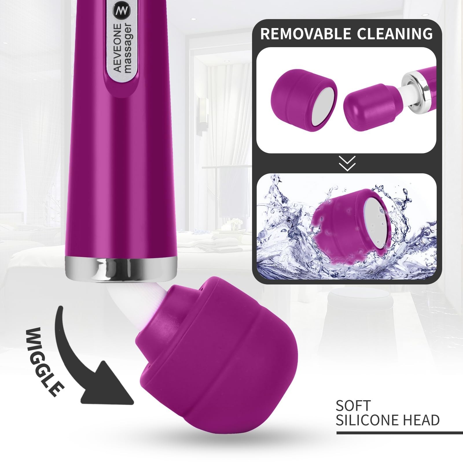 Powerful Wired Handheld Wand Massager for Muscle Relief & Sports Recovery, Purpl