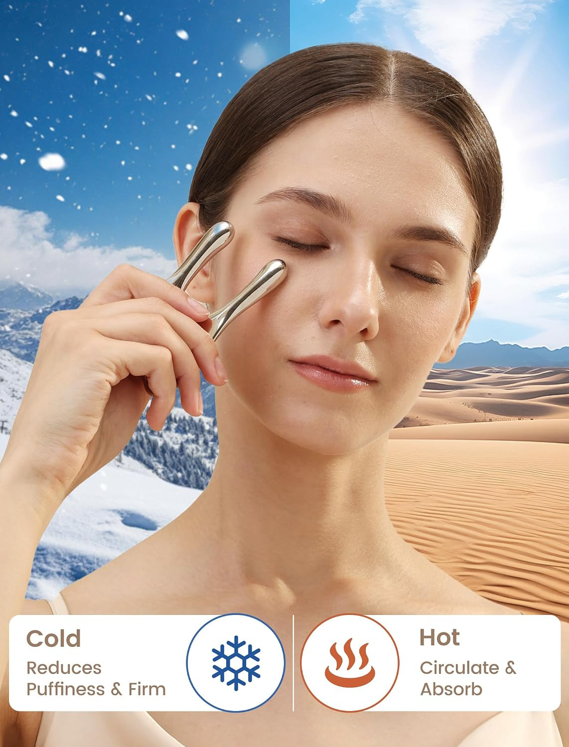 Stainless Steel Gua Sha Facial Tool – Massage Tool for for Face, Jawline Shaper