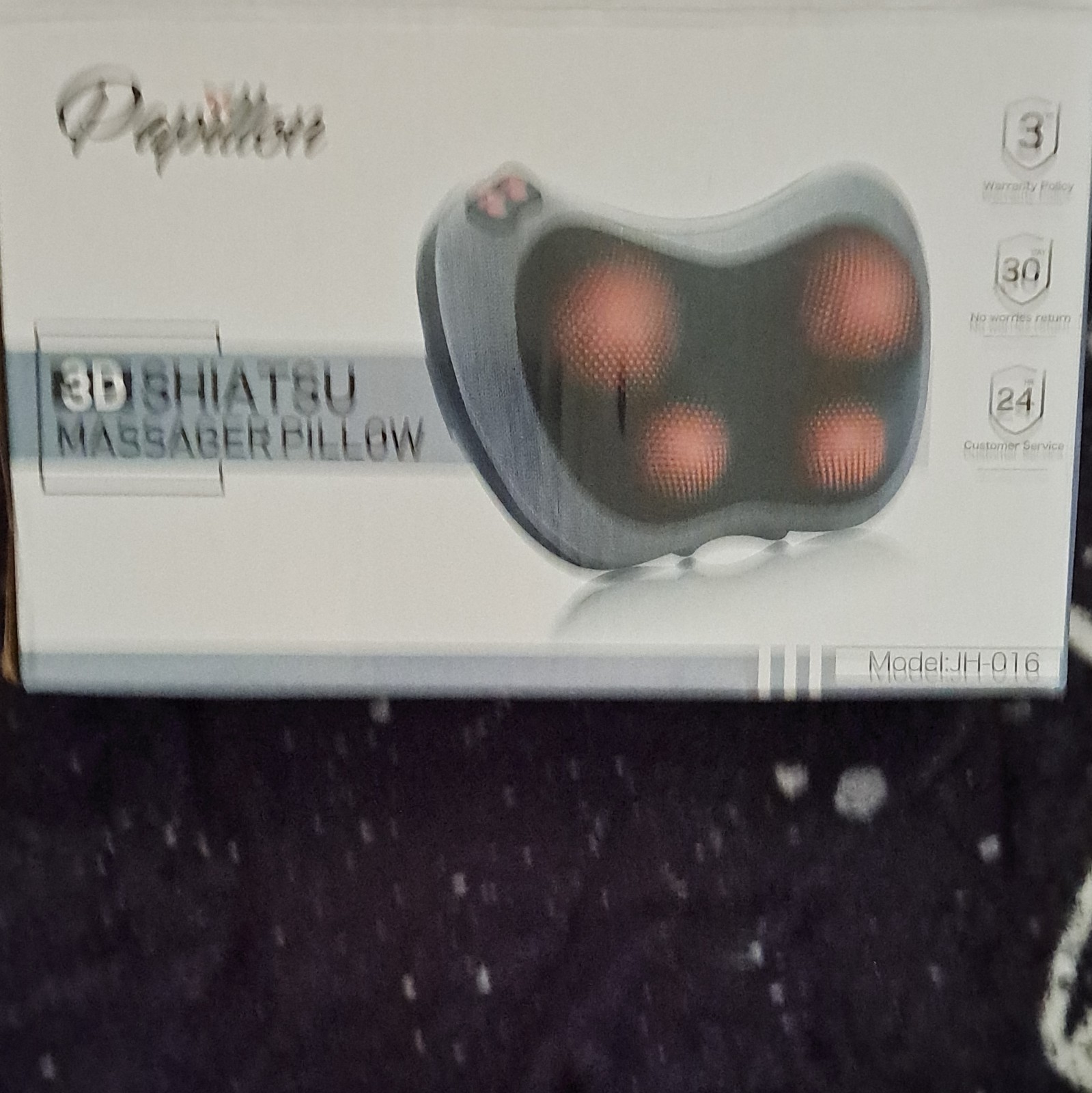 Papillon Shiatsu Heated Massage Pillow JH-016 for Neck & Back Gray Black