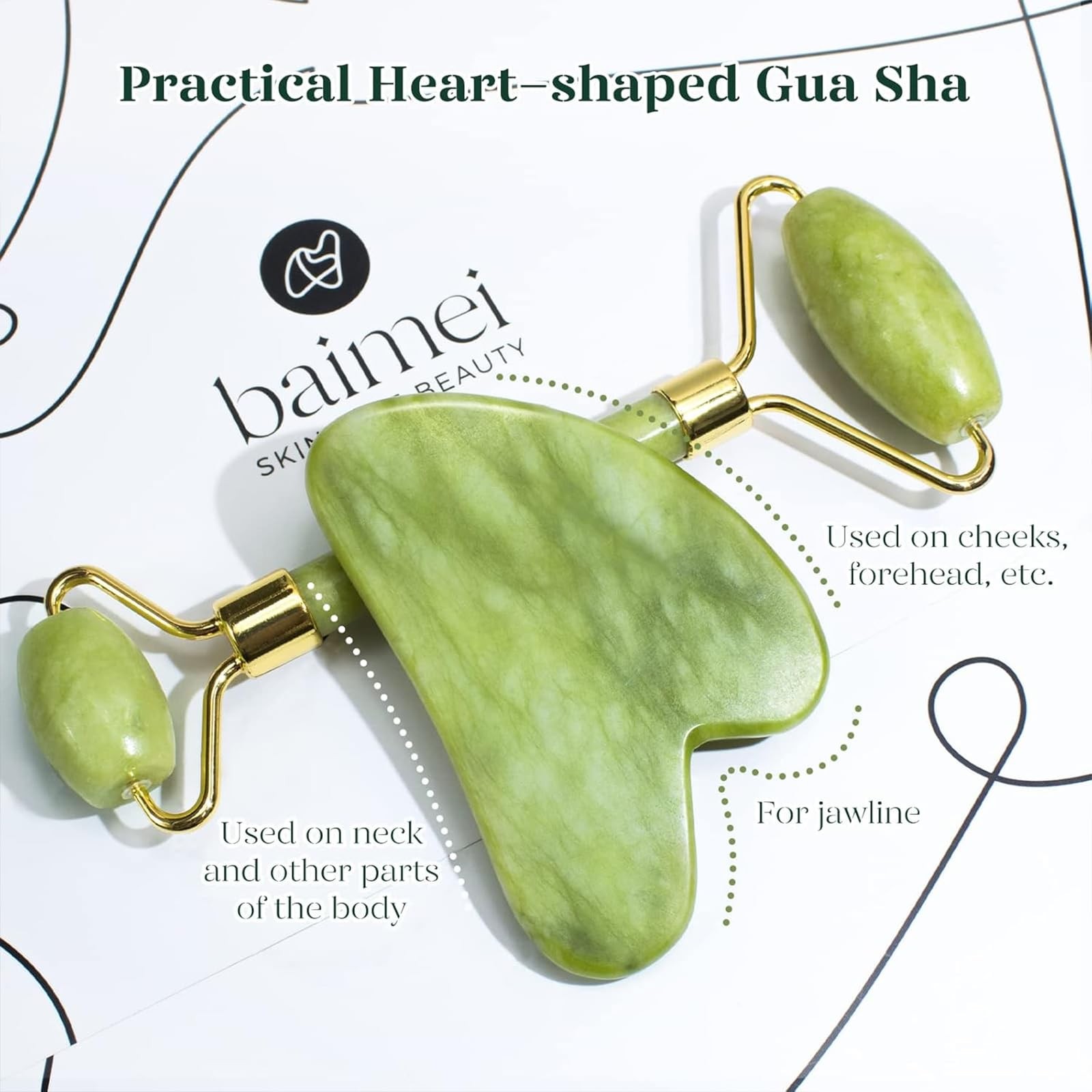 BAIMEI IcyMe Gua Sha & Jade Roller Set, Cooling Face Roller & Gua Sha Tool fo…