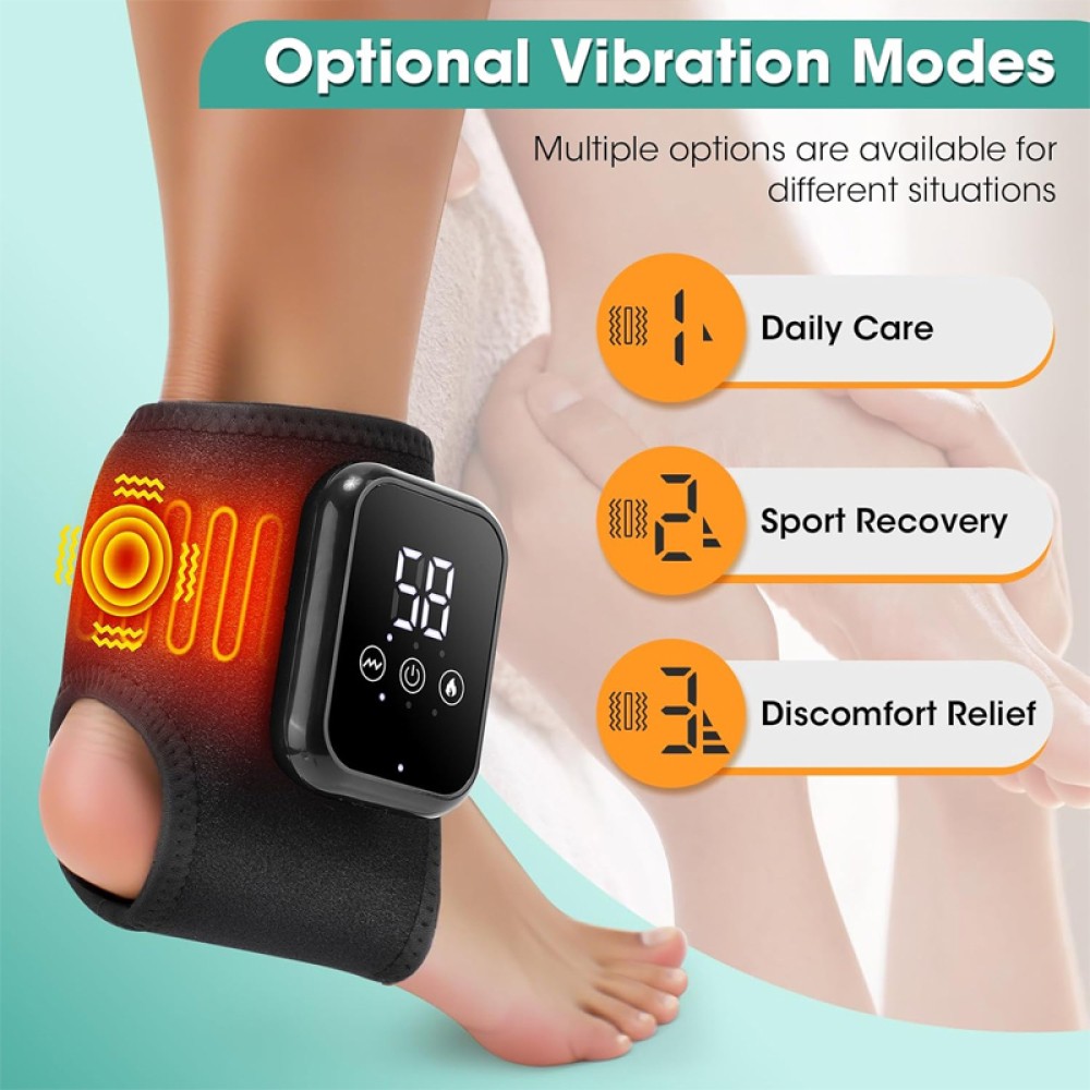 2X Electric Foot Ankle Massager Heating Vibration & Air Compression Pain Relief