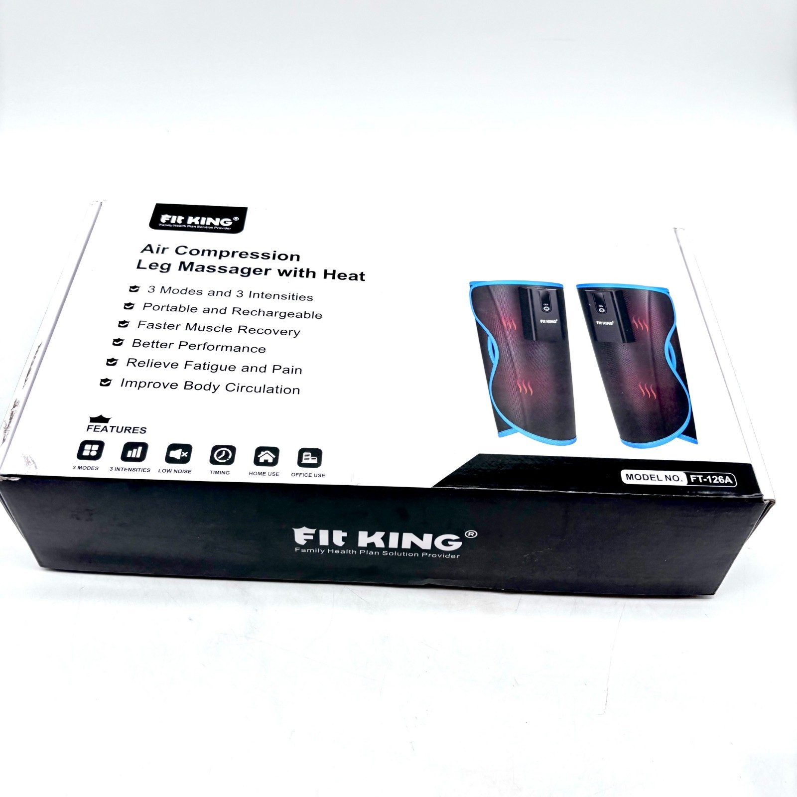 Fit King Air Compression Leg Massager w/ Heat for Pain, Recovery Model FT-126A