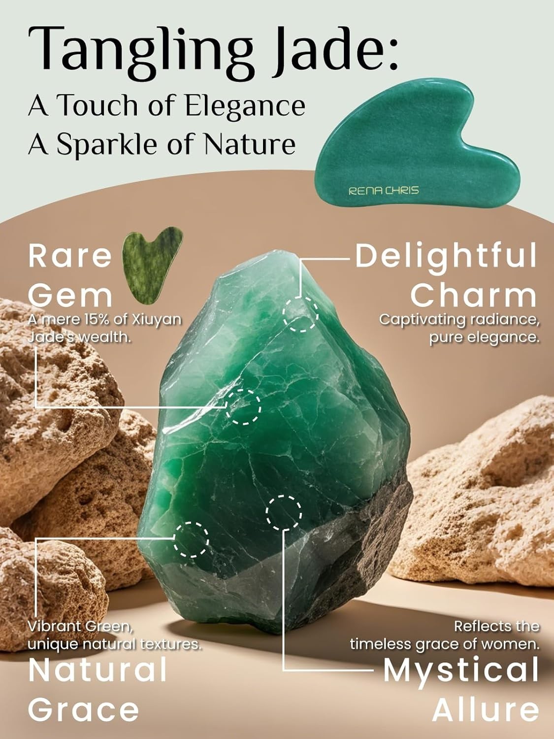Gua Sha Facial Tools: Natural Jade Stone Guasha Tool for Face Acupuncture Therap