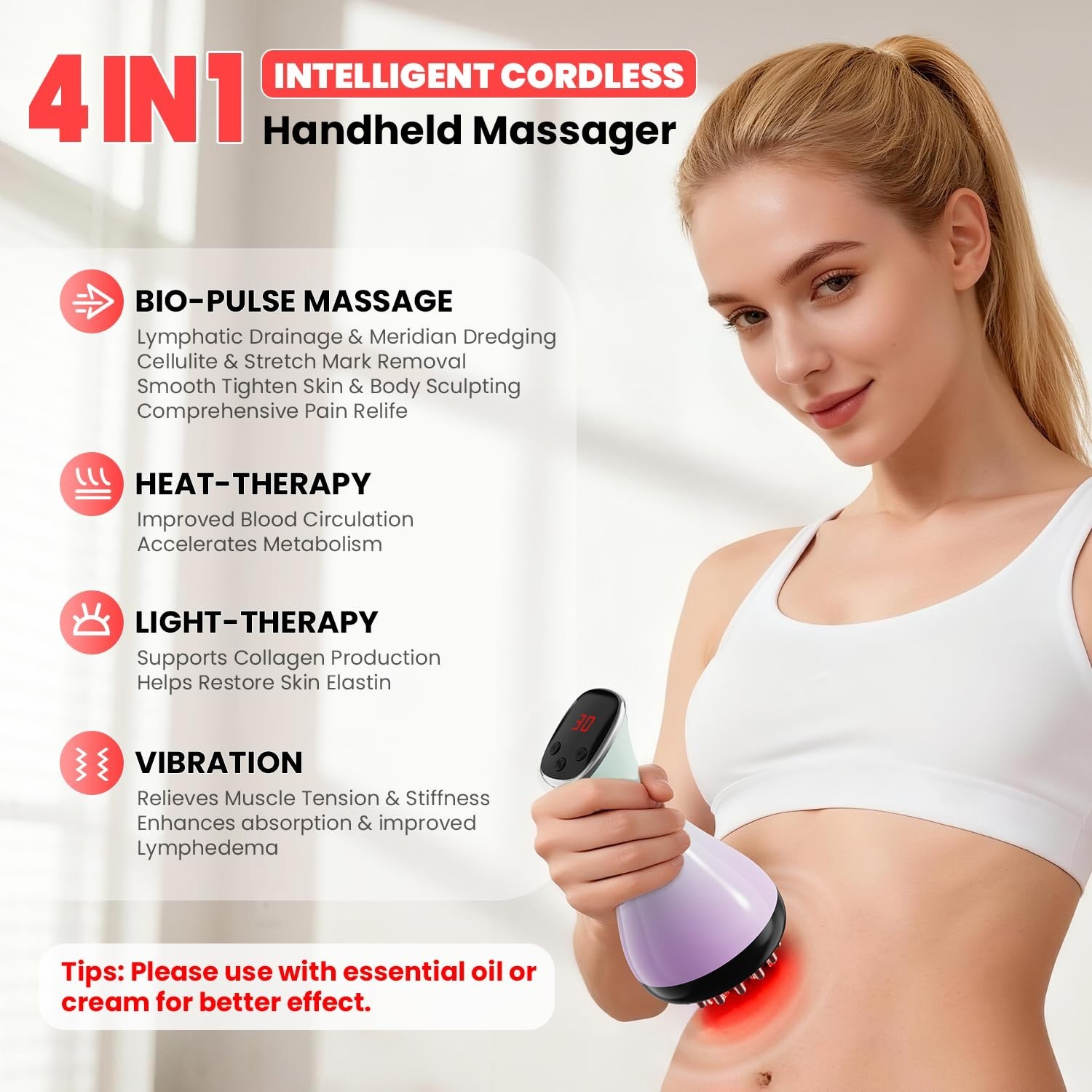 Lymphatic Drainage Massager – Anti-Cellulite & Stretch Mark Reduction Tool, Pain