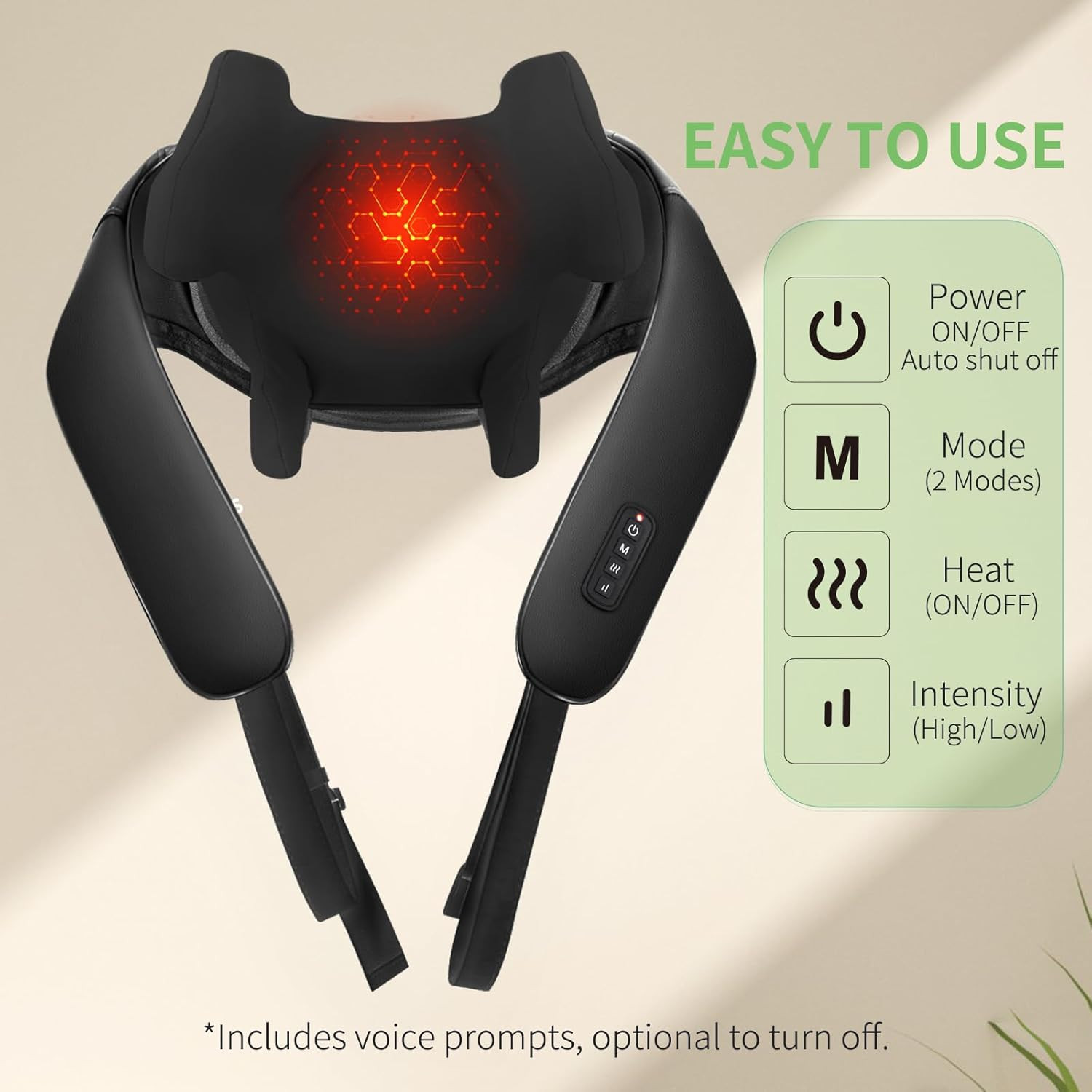 Shiatsu Neck and Back Massager with Heat, Upgraded 2600Mah Cordless Shoulder Mas