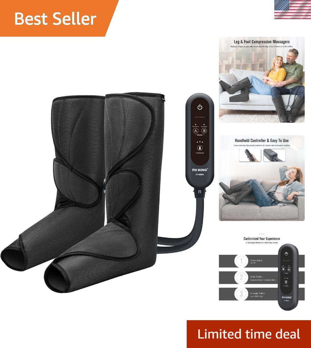 Adjustable Air Compression Foot and Calf Massager – Perfect Gift for Loved Ones