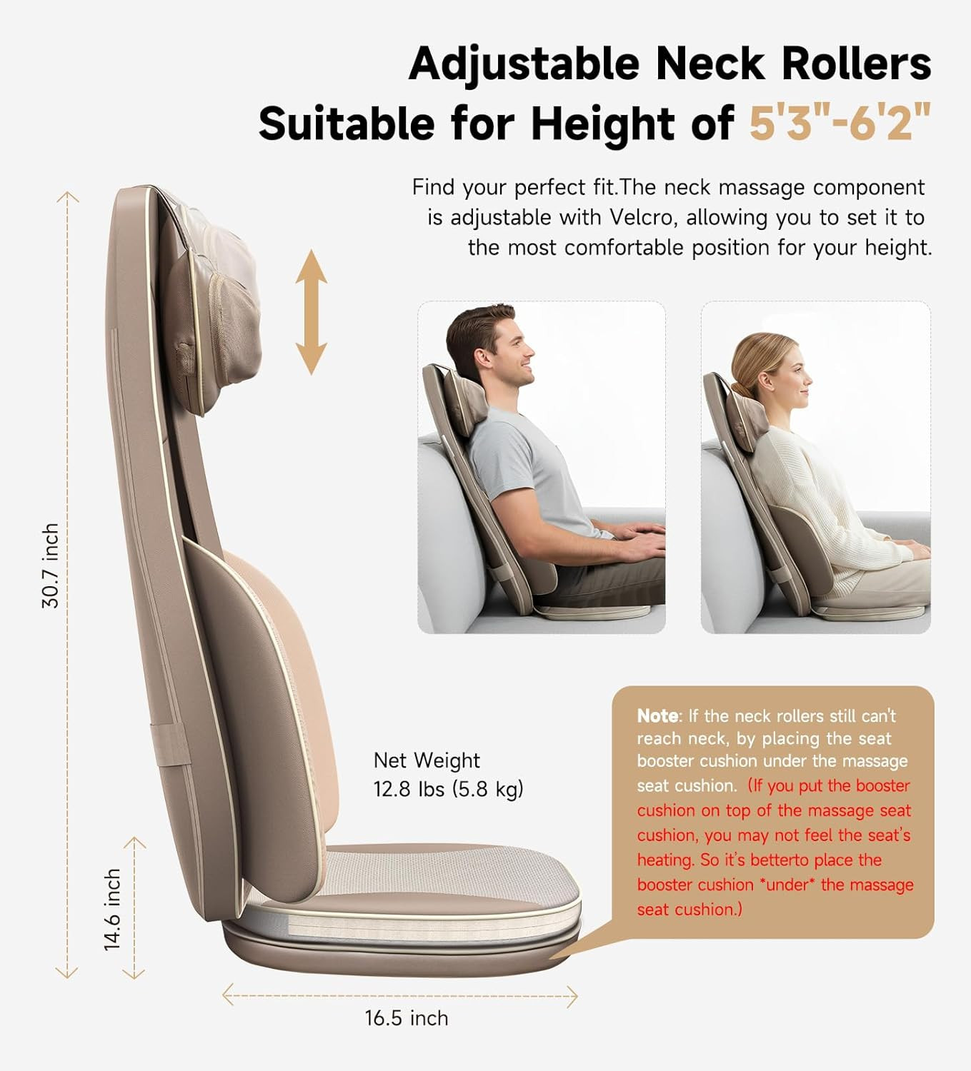 Shiatsu Neck & Back Massager with Heat, 3 Intensity Levels, 2 Attachments