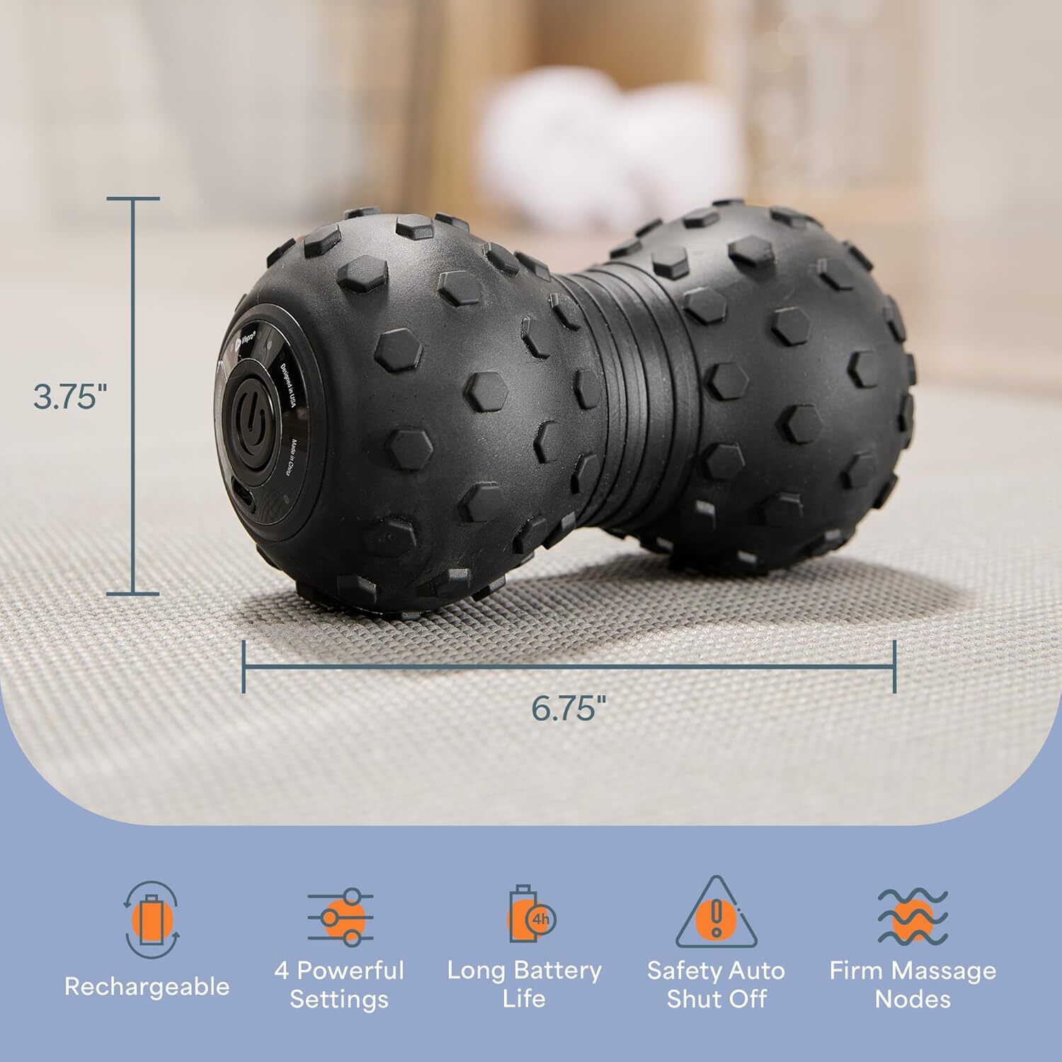 LifePro 4-Speed Vibrating Massage Ball – Peanut Roller for Fitness & Pain
