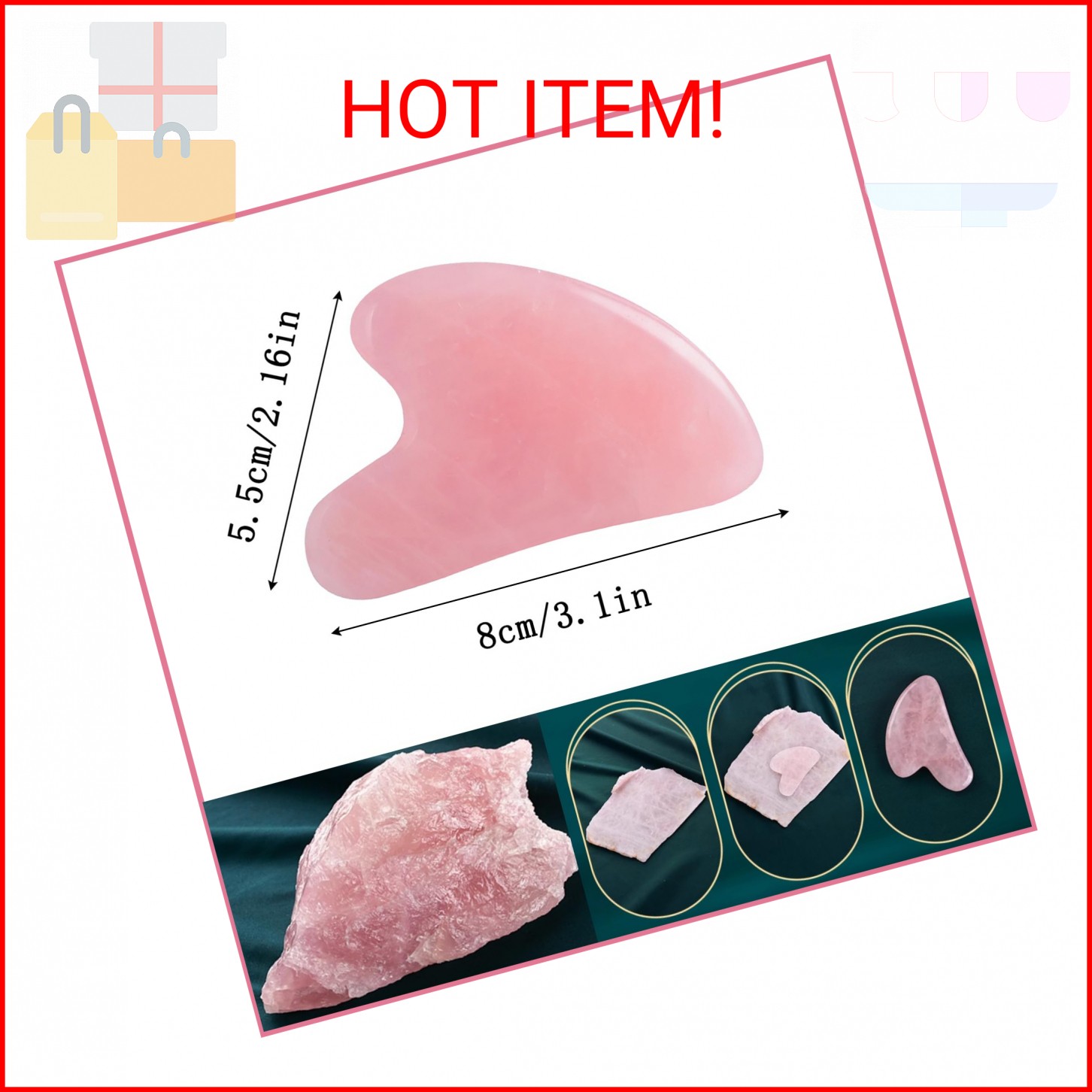 YAMHOHO Gua Sha Jade Stone Gua Sha Massage Tool, Guasha Tool for Face and Body S