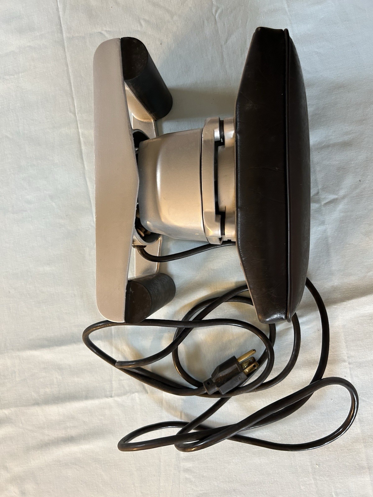 Morfam Jeanie Rub Handheld Vibrating Massager Silver Black Metal Leather