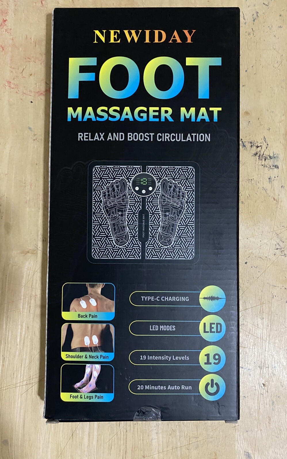NEWIDAY Foot Massager Mat 8 Modes 19 Levels Foldable Remote Control KTR-2492 NIB