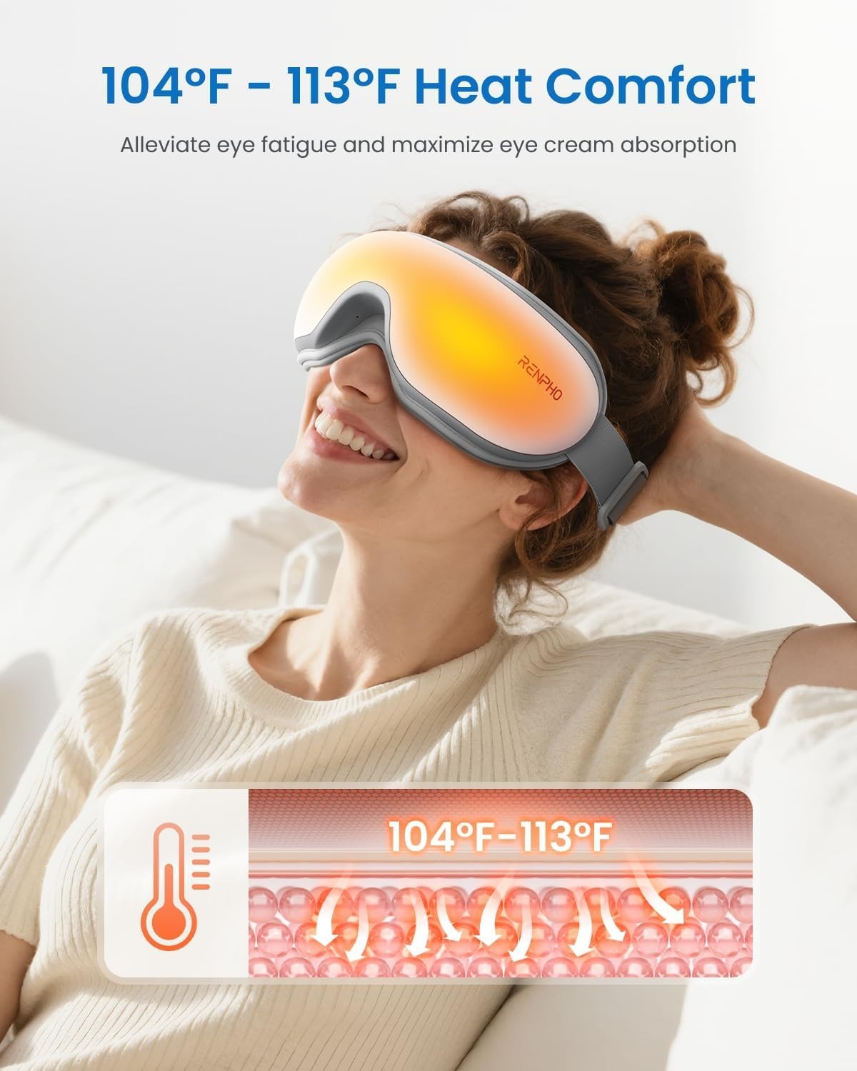 RENPHO Eye Massager with Heat, Mothers Day 1 Count (Pack of 1), A-white