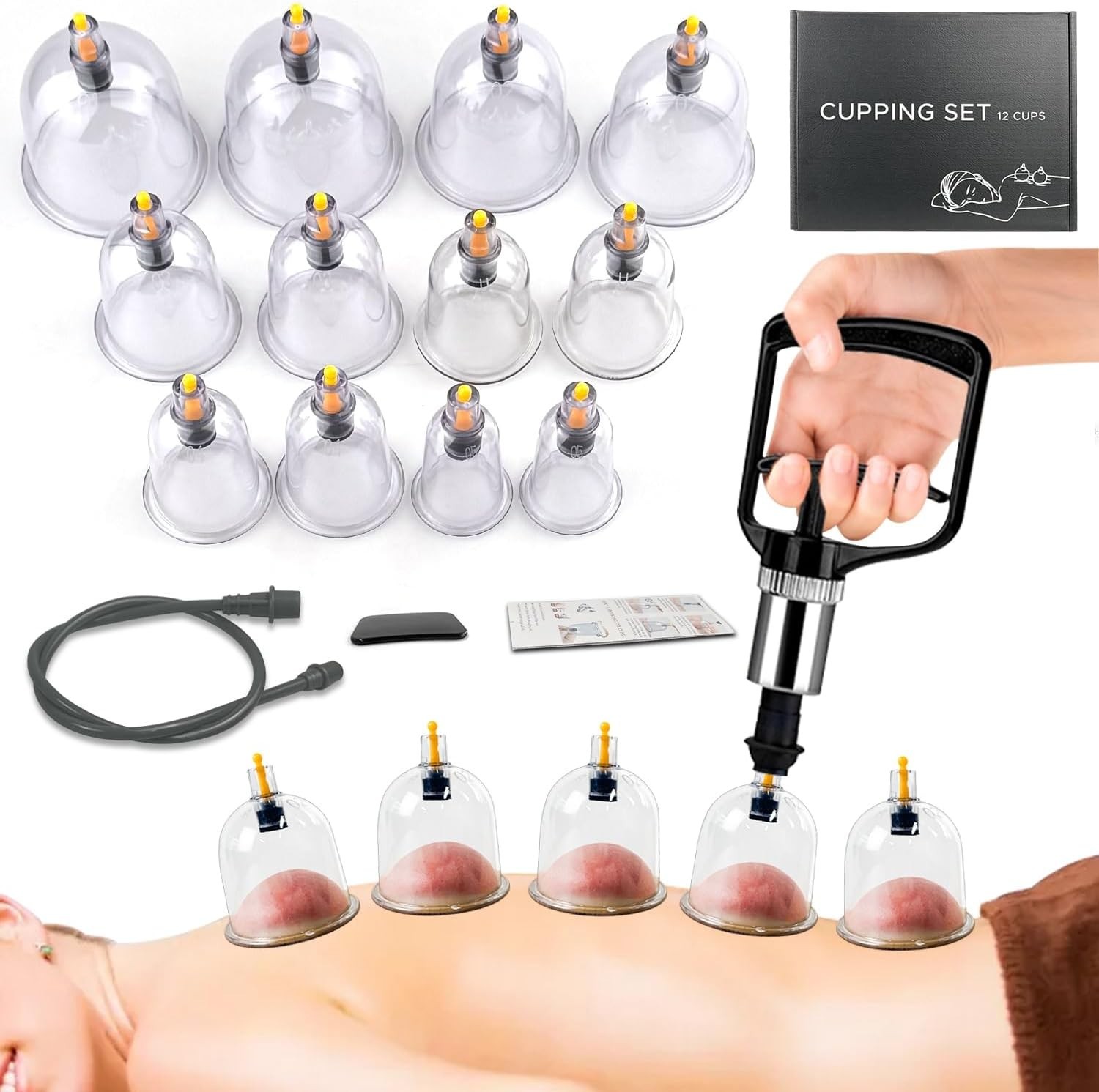 Cupping Kit for Massage Therapy Set with Pump 12 Massage Cups for Cellulite R…