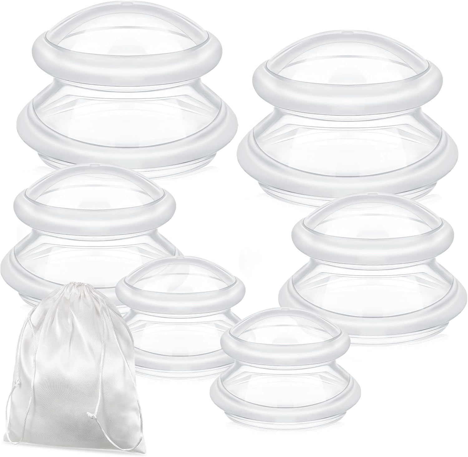 Silicone Cupping Set 6pcs 3 Sizes for Massage, Muscle Relief & Cellulite Care