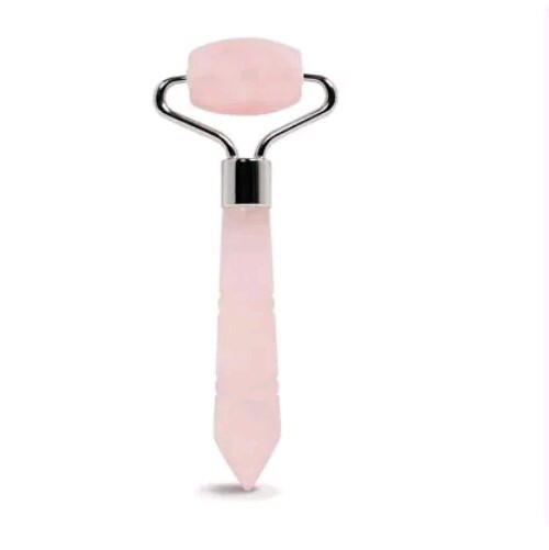 Plum Beauty Pink Mini Rose Quartz Facial Roller Massager Travel Size 2pk
