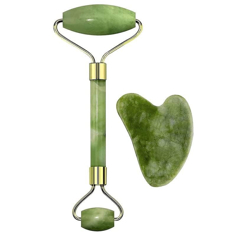 Jade Roller & Gua Sha Set Facial Massager FACE ROLLER Anti Ageing & Skin Care