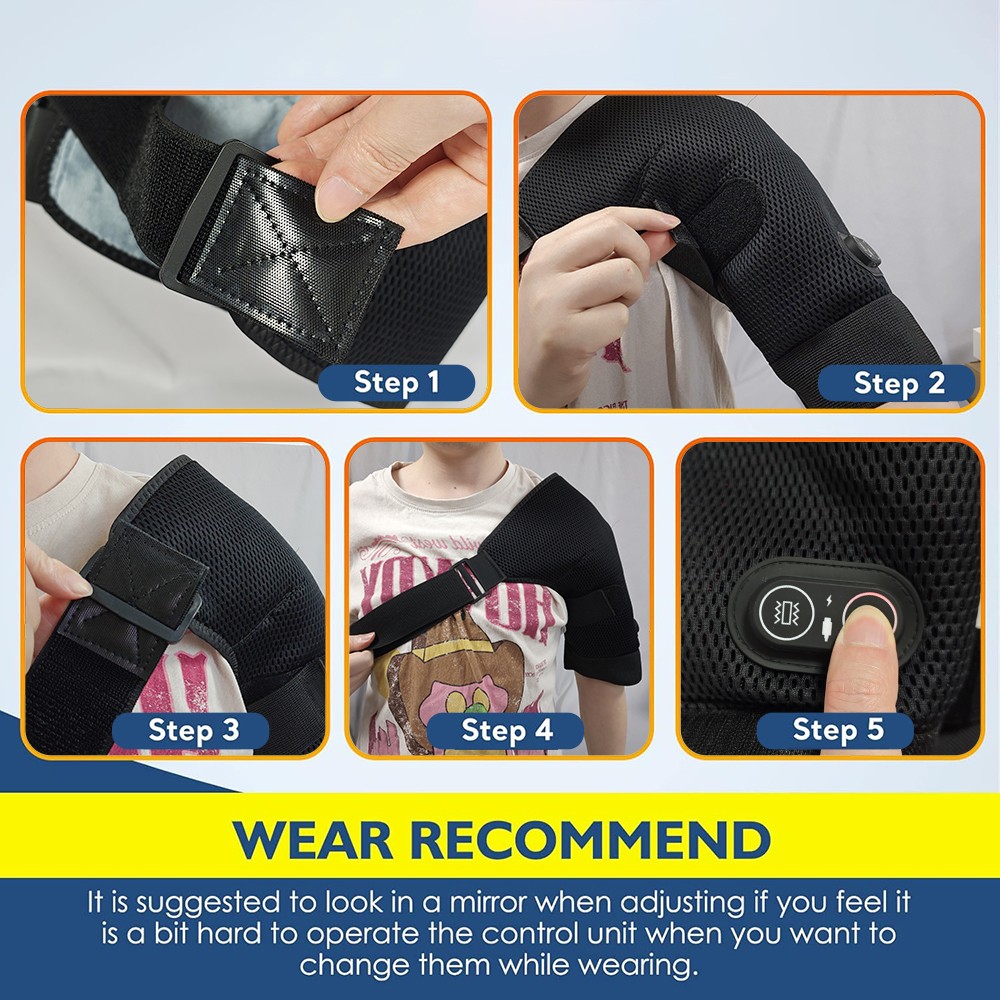 Cordless Shoulder Massager Pain Relief with 3 Vibration Modes, 3 Heating Levels.