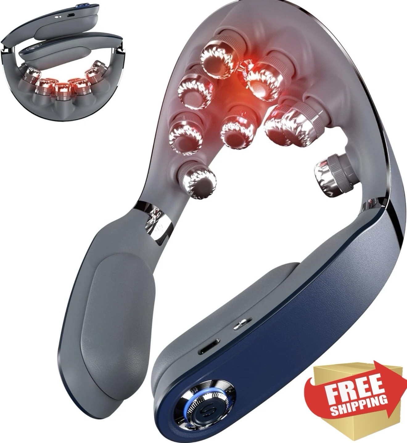 SKG G7 PRO FOLD Neck Massager with Heat, Cordless Deep Tissue Vibration Portable