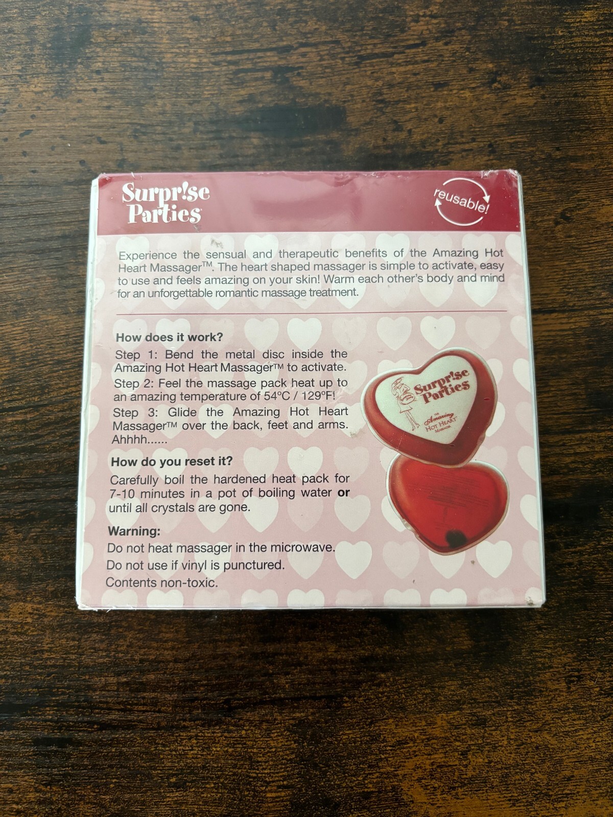 New Surprise Parties The Amazing Hot Heart Massager Reusable New SEALED