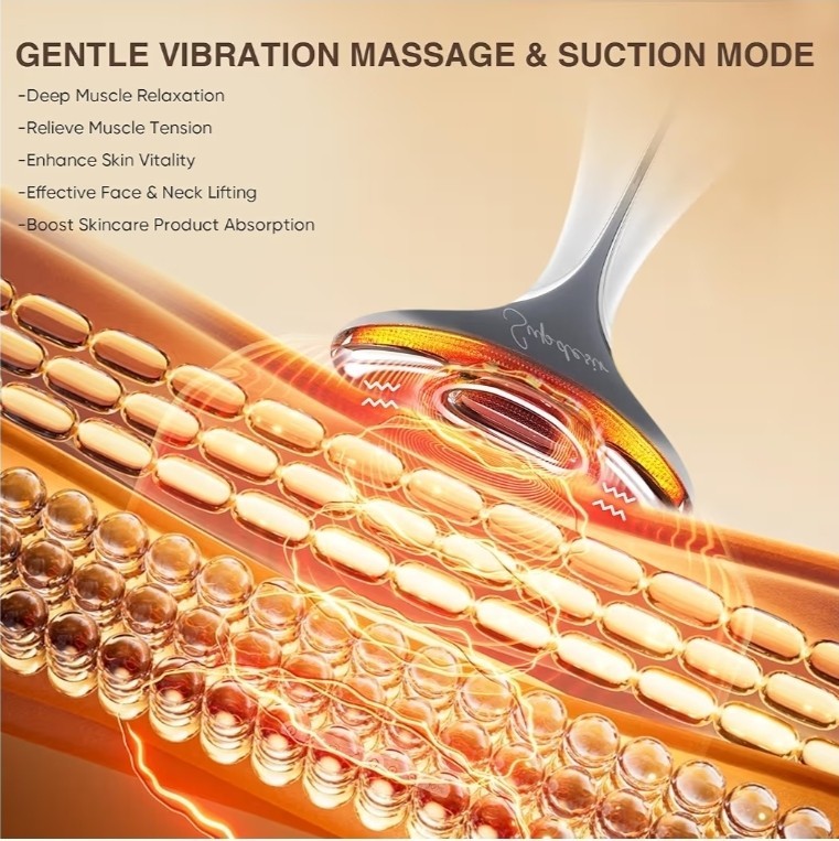 3 In 1 Red Light Therapy For Face Neck With Suction And Vibration Skin Firming