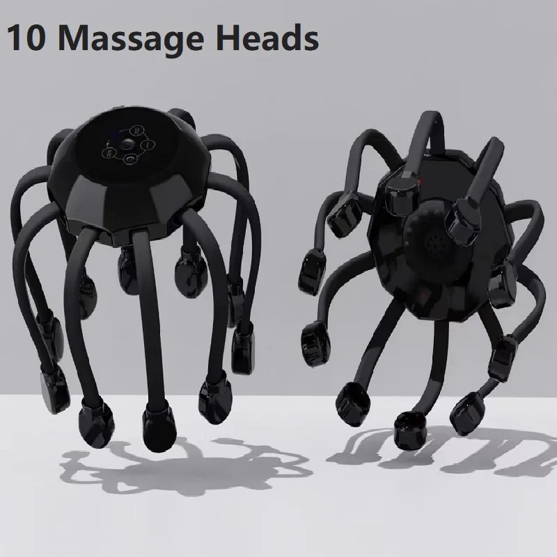 Orange Octopus Head Massager, 10/20 Independent Massage Heads, Wireless Vibratio