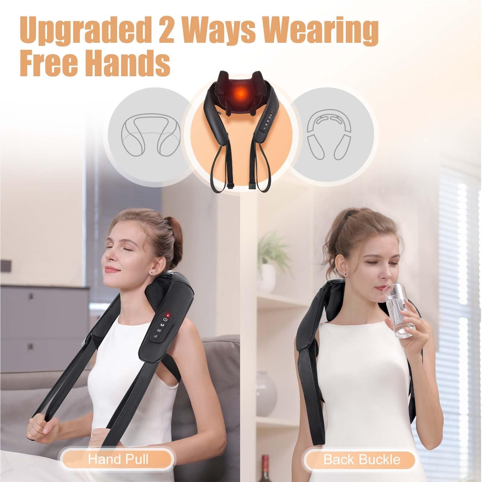 Cordless Shiatsu Back & Neck Massager with Heat, Deep Tissue 3D Kneading Pillow