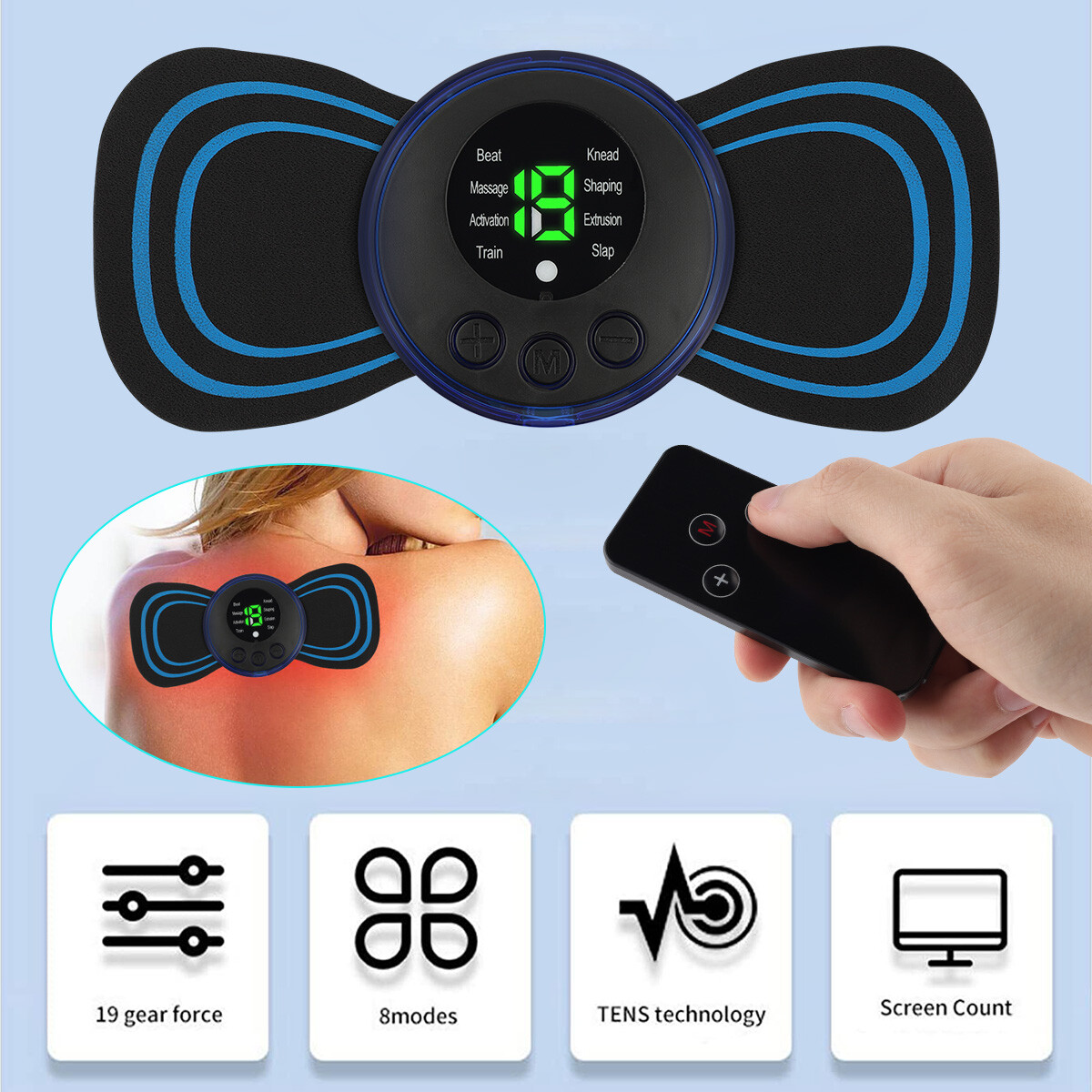 Mini Electric Neck Massager Portable Cervical Massage Stimulator Pain Relief Kit