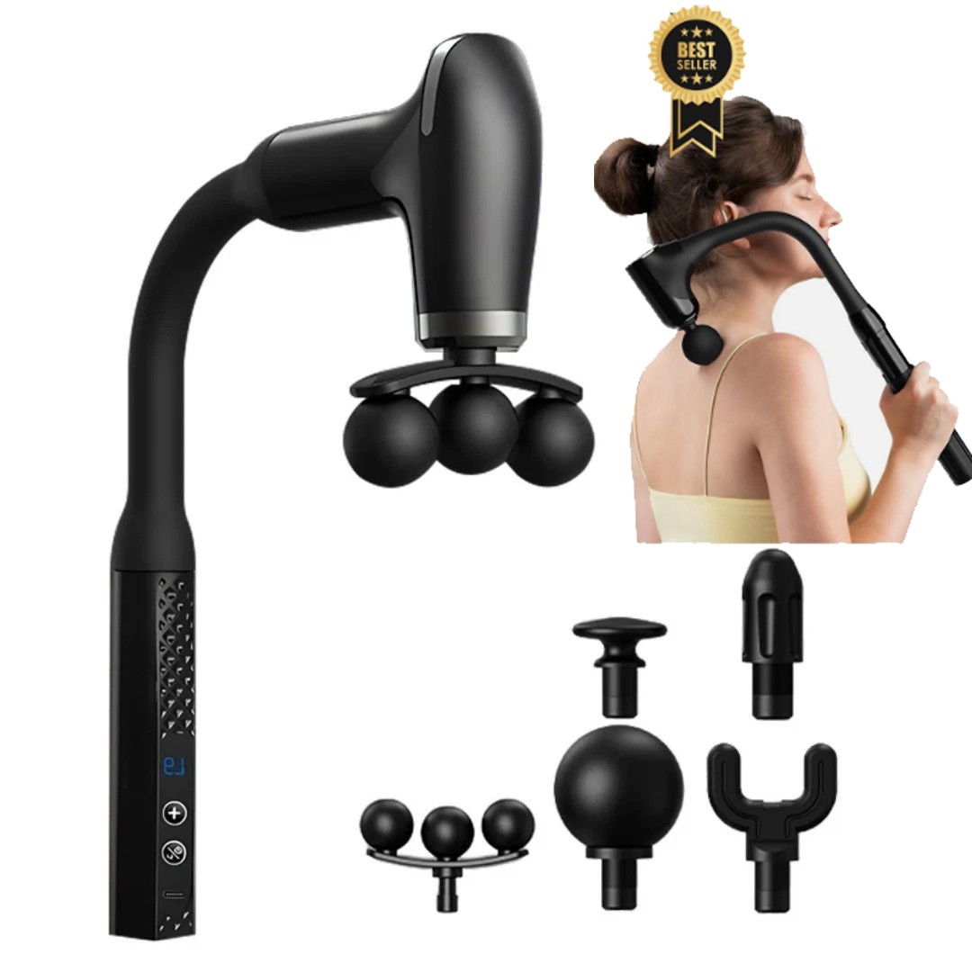 Massage Gun with Extended Handle – U-Shaped Deep Tissue Back & Body Massager