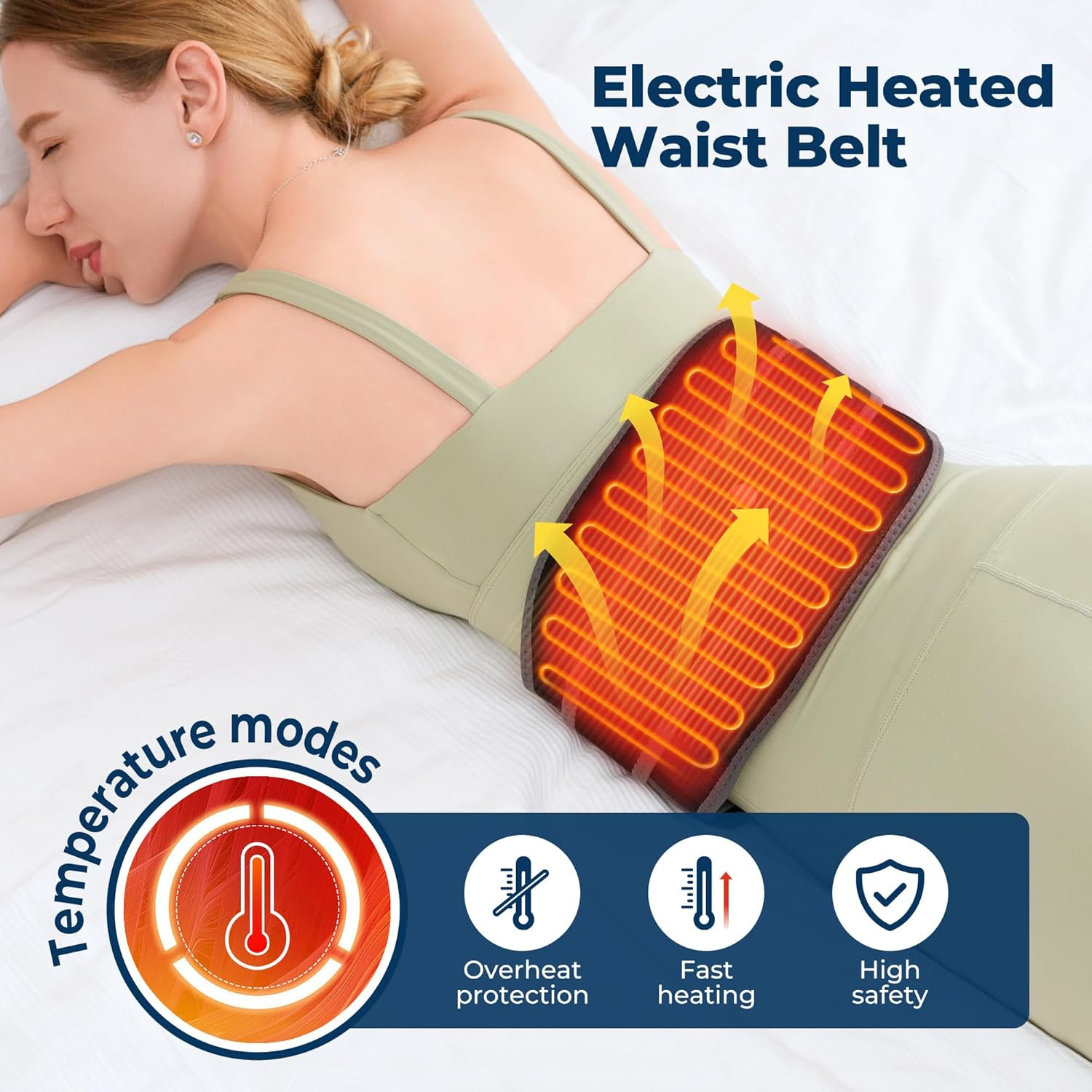 Massage Belt Electric Infrared Heated with Back Support Waist Vibration Massager
