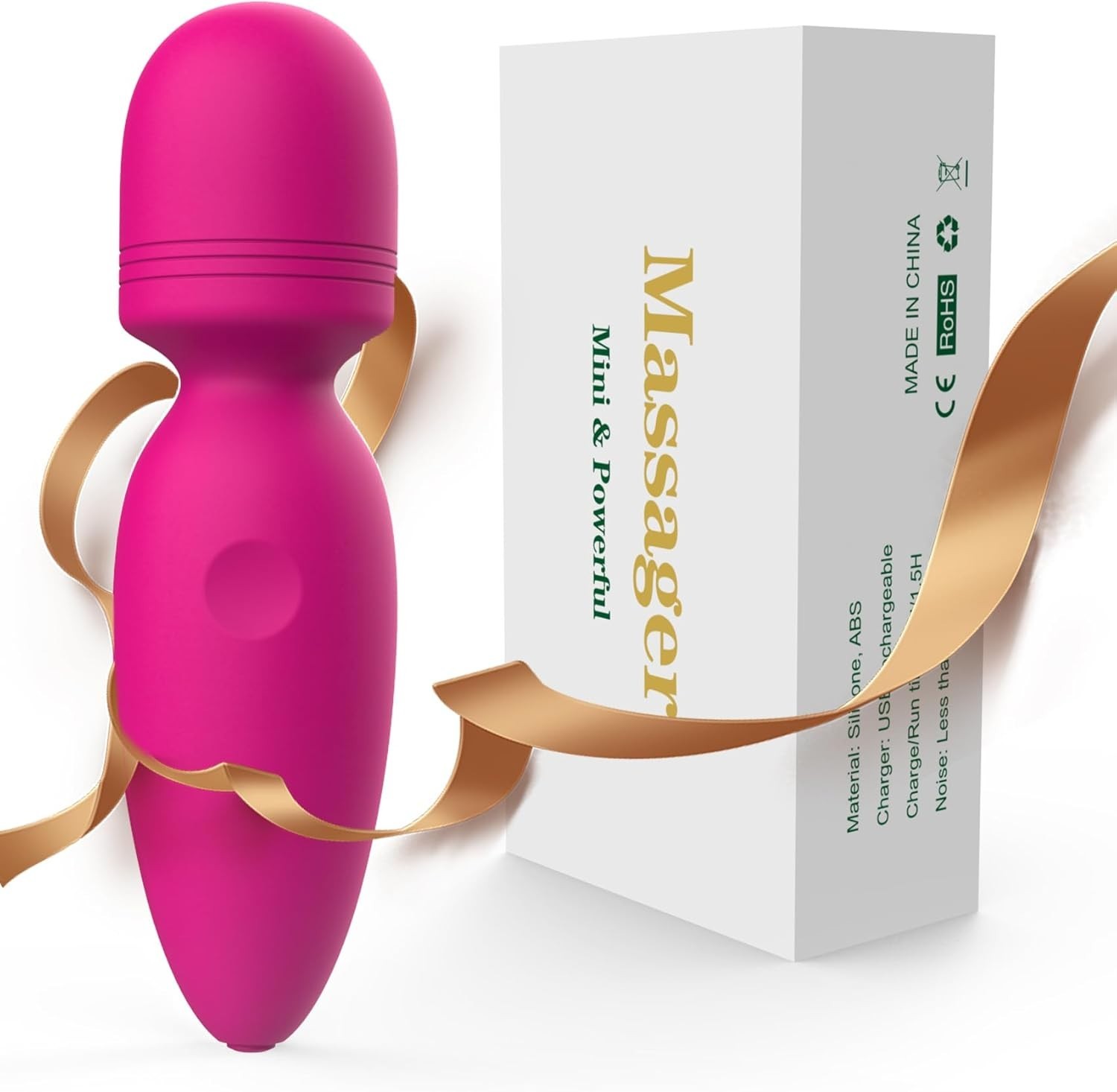 Mini Handheld Massager with 10 Vibration Modes Lightweight Silicone Rose Red