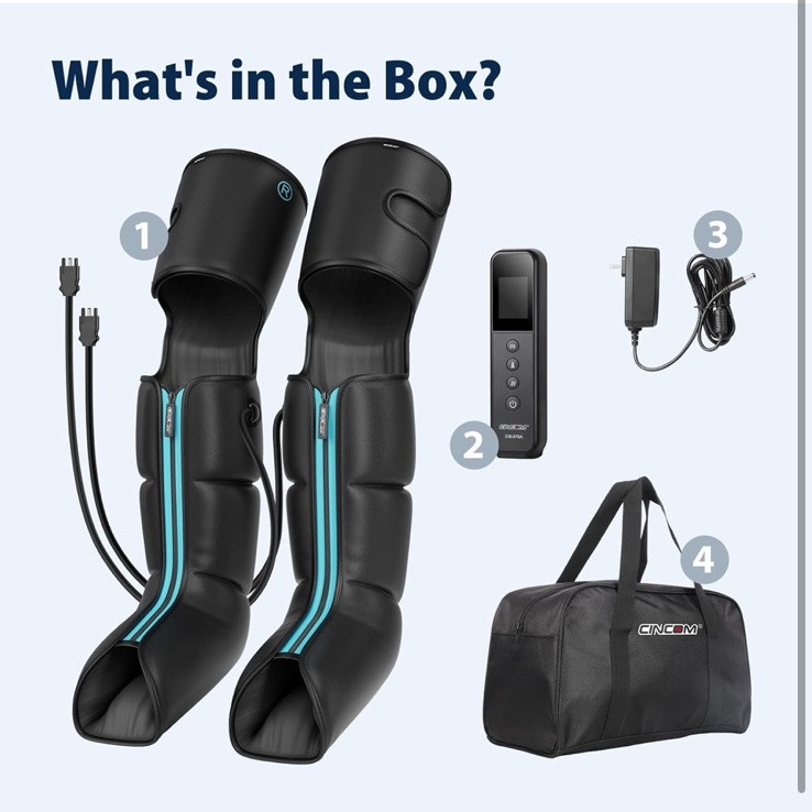 Cincom CM-078A Black Corded Electric Air Compression Leg Massager With Heat