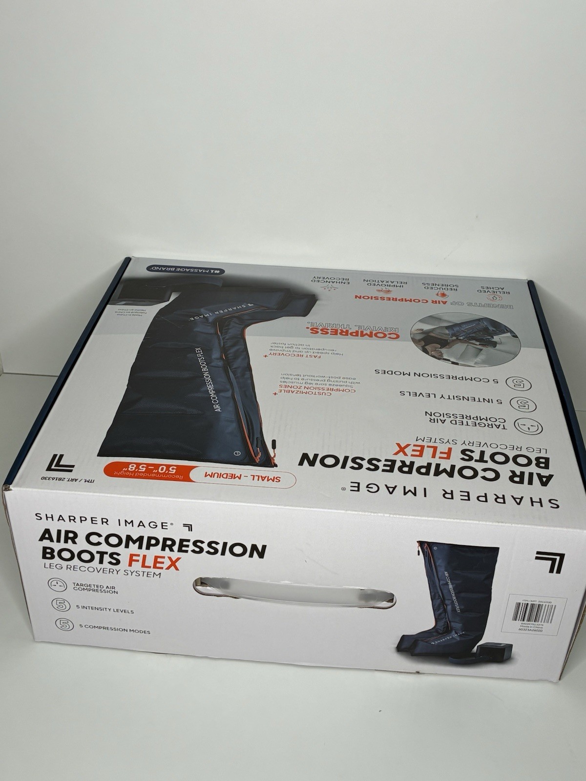 Sharper Image PowerBoost Air Compression Boots Leg Massager Small-Medium New OB