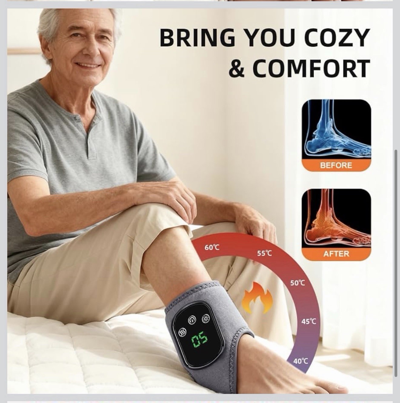 Foot Massager Ankle,Wireless & Portable Heated Ankles Wrap with 3 Vibration Mode