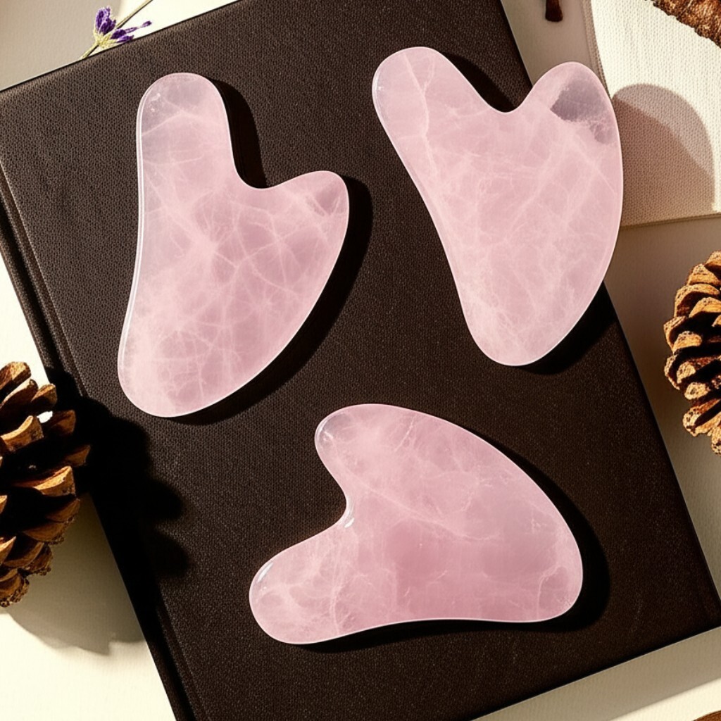 Rose Quartz Gua Sha Facial Tool Natural Stone Face Massage Scraping Tool Gift