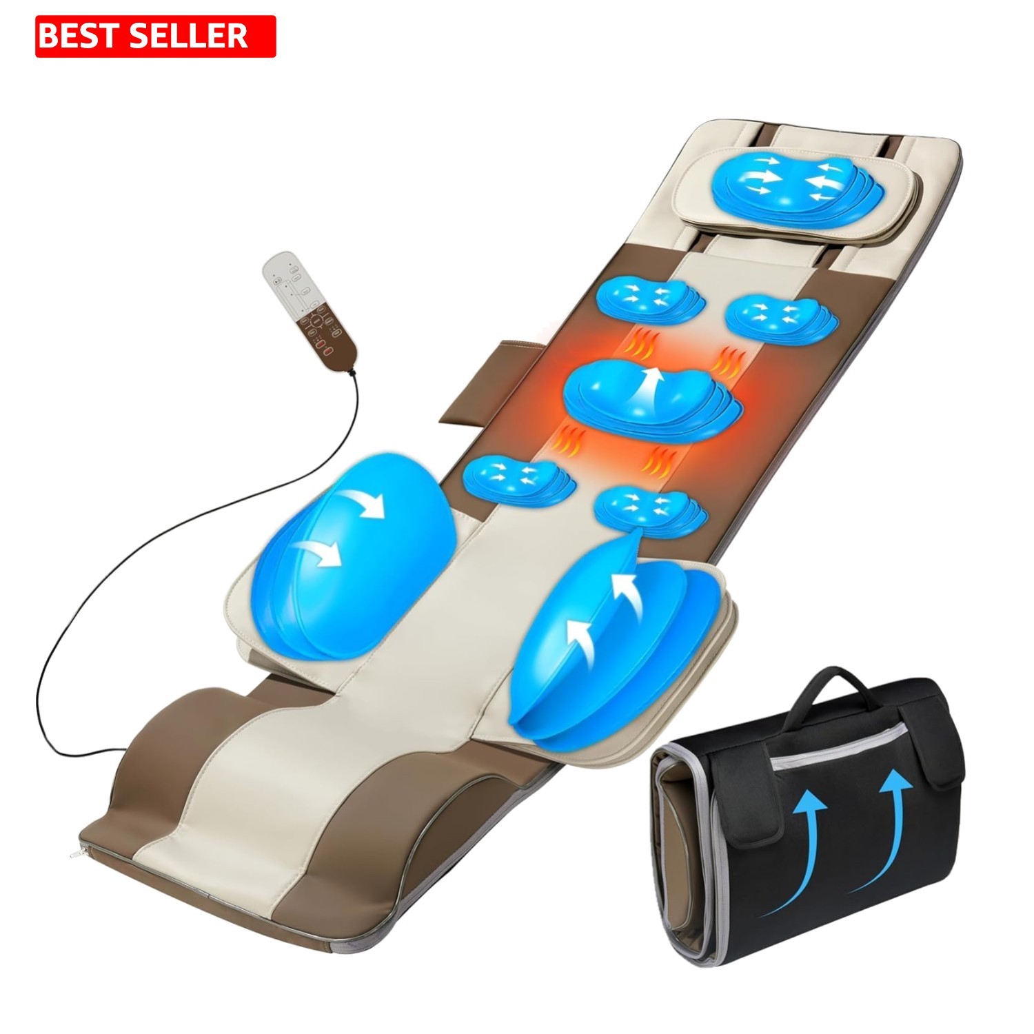 3D Body Stretching Massage Mat with Heat & Tension Relief for Adults 5’1-6’2