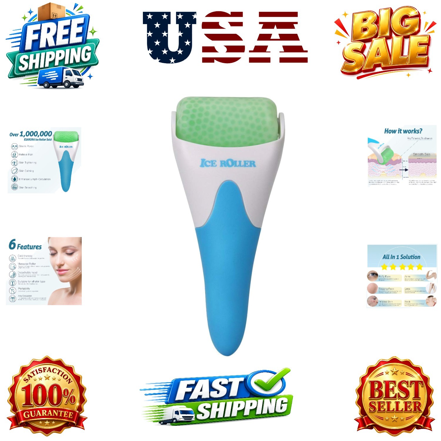 Ice Roller for Face & Eye, Puffiness, Migraine, Pain Relief and Minor Injury,…
