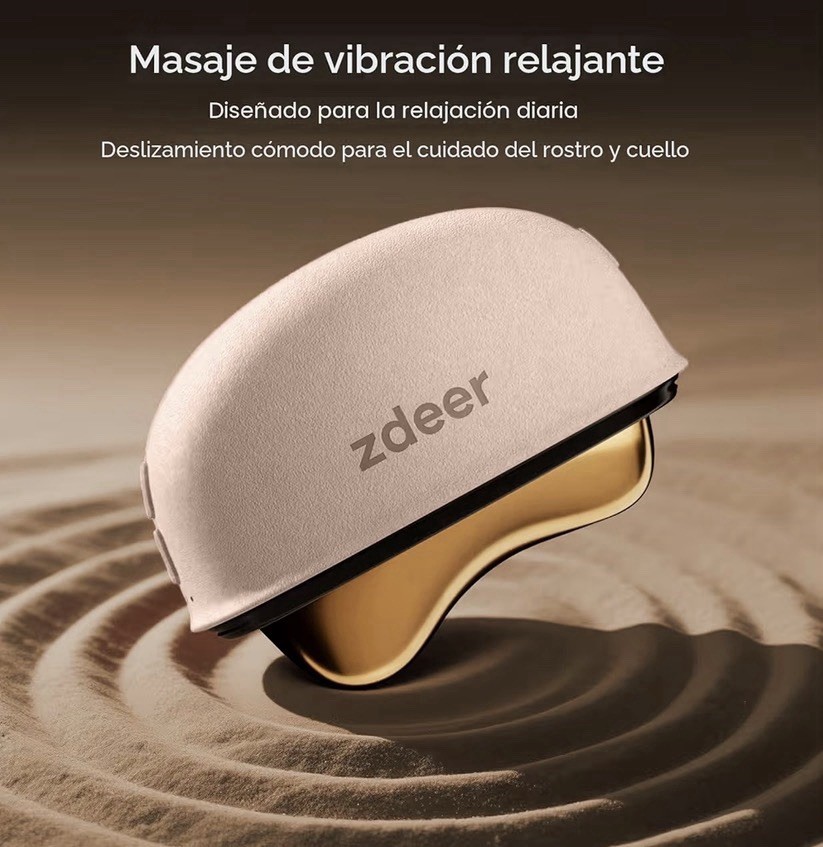 zdeer Heated Vibrating Gua Sha Face & Neck Massager, Brass Head, Rechargeable