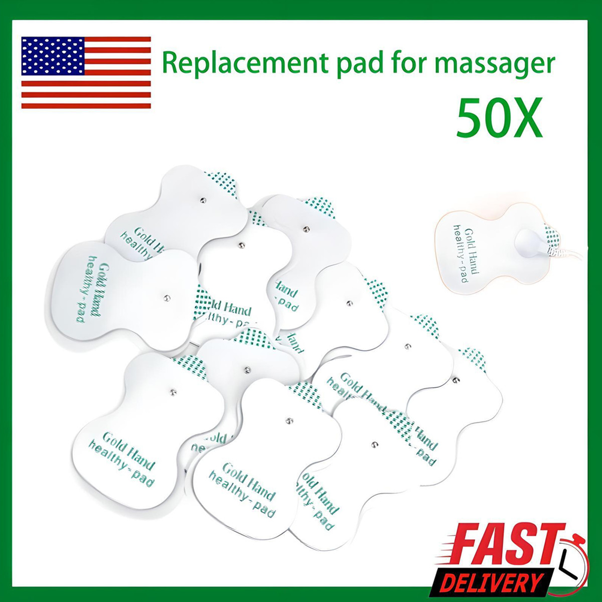 50 PCS Snap On Replacement Pads For Pulse Massager & Electrode Tens Unit US